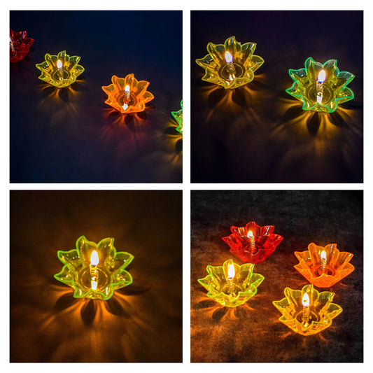 6/12 Pcs 3D Reflection Water Sensor Diya | Rangoli Decorative LED Diya for Pooja, Diwali & Festivals | 72+ Hrs Backup | Flameless, Safe & Reusable - DWEEP SARA