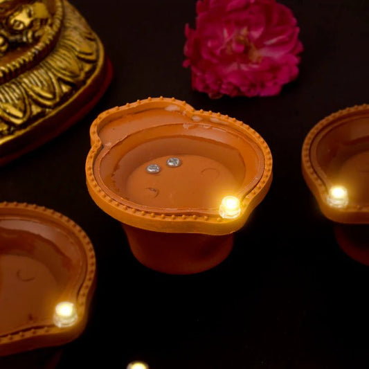Automatic Water Diya with Sensor | Flameless Electric Diya for Pooja | Sensor - Based Water Diya Lamp for Mandir & Home Décor | Safe LED Diya for Diwali ,Festivals & Daily Use - DWEEP SARA