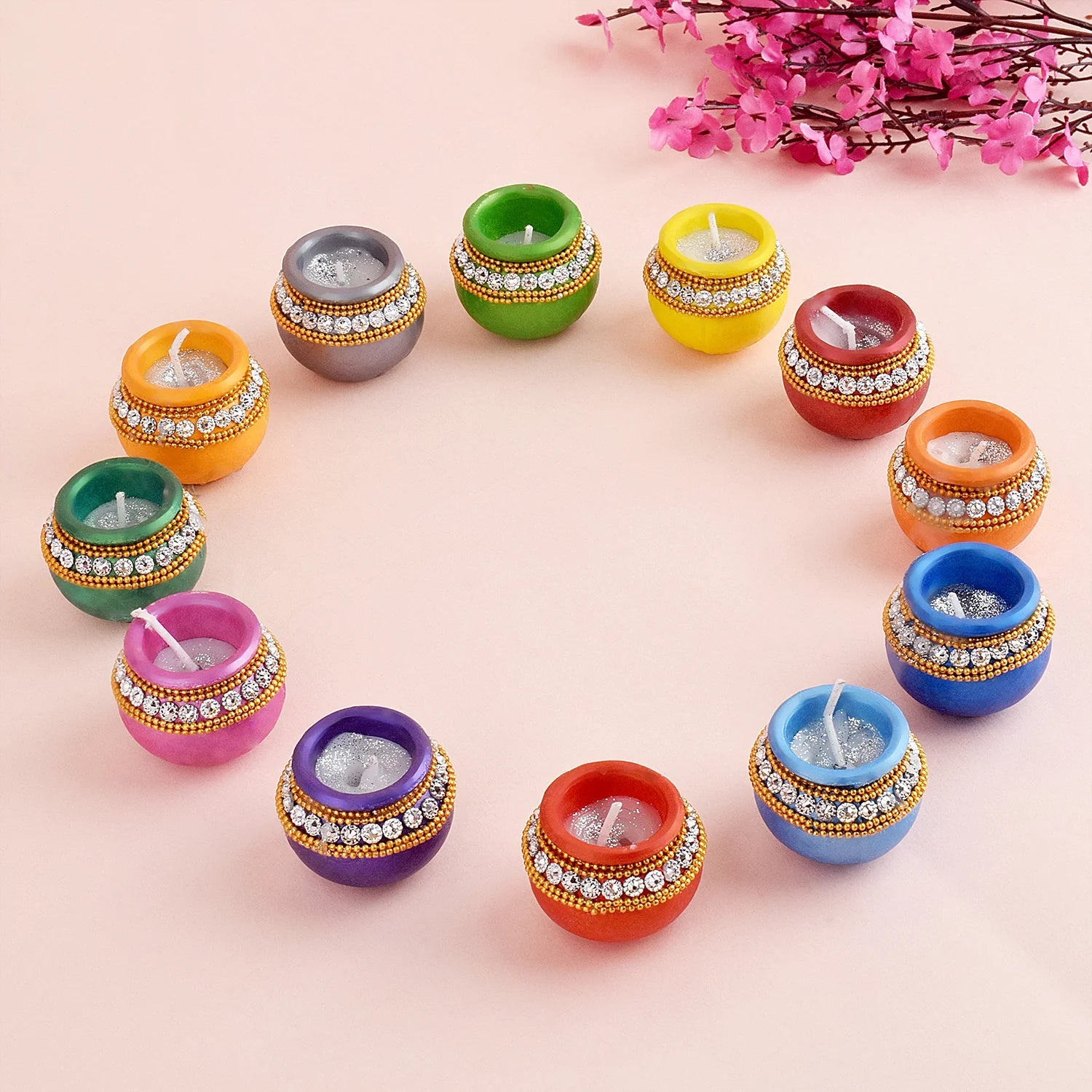 Dweep Sara Diwali Festival Diya Set Diwali Decoration item for Home Pooja Indian Decor Traditional South Asia Handmade Mitti Ke Diva Colourful for Puja - DWEEP SARA