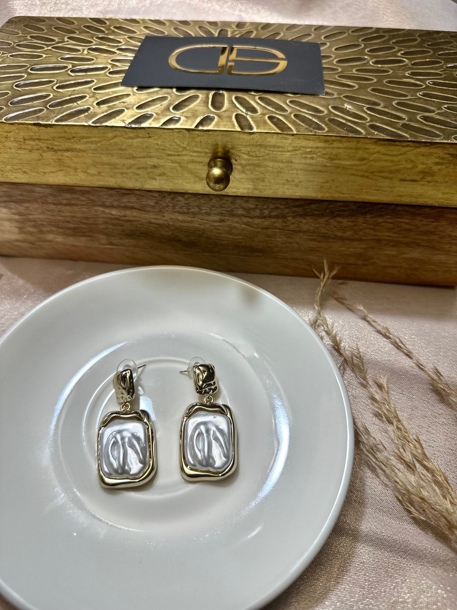 Gold & Silver Pearl Moonstone Earrings - DWEEP SARA