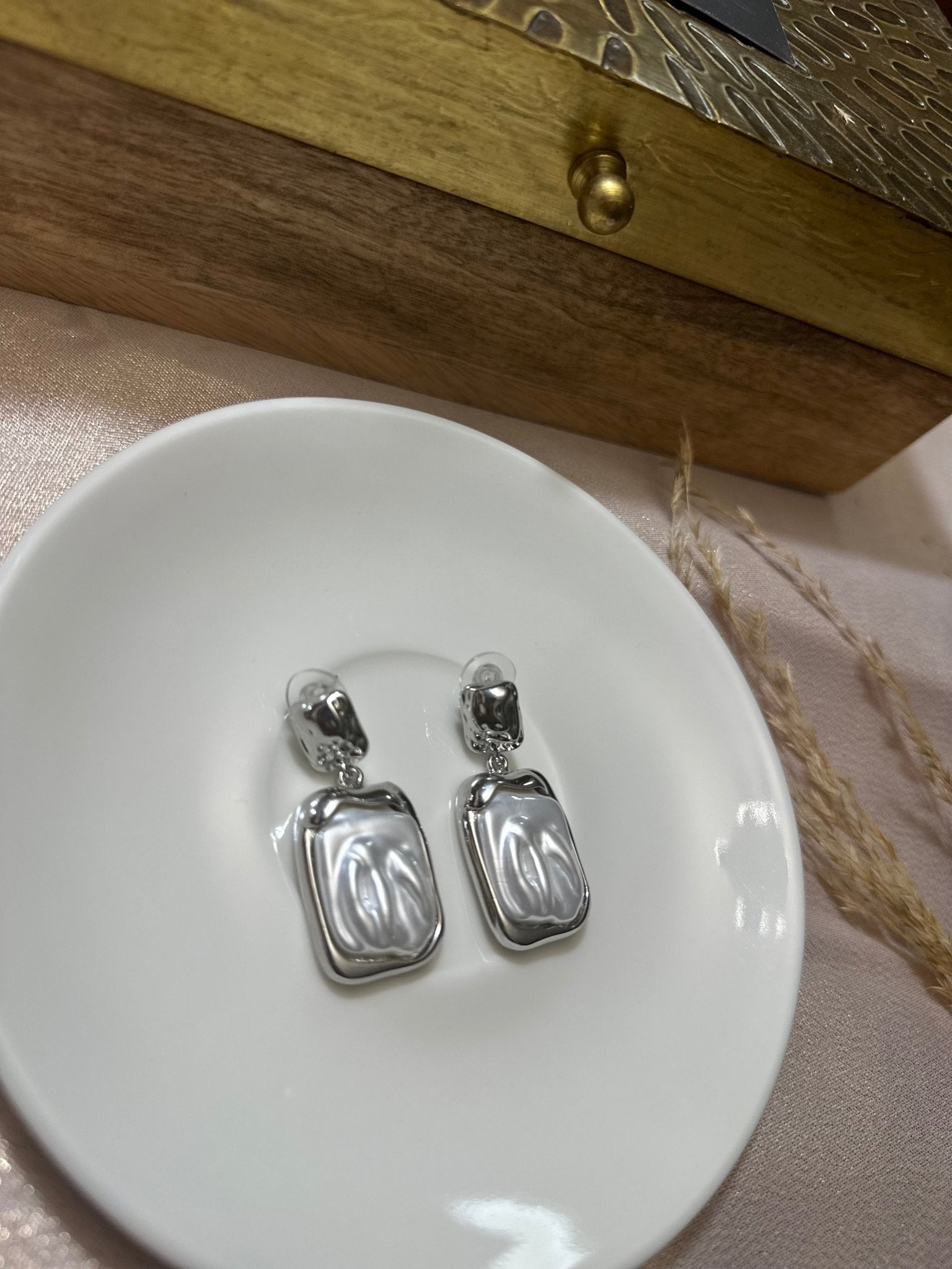 Gold & Silver Pearl Moonstone Earrings - DWEEP SARA