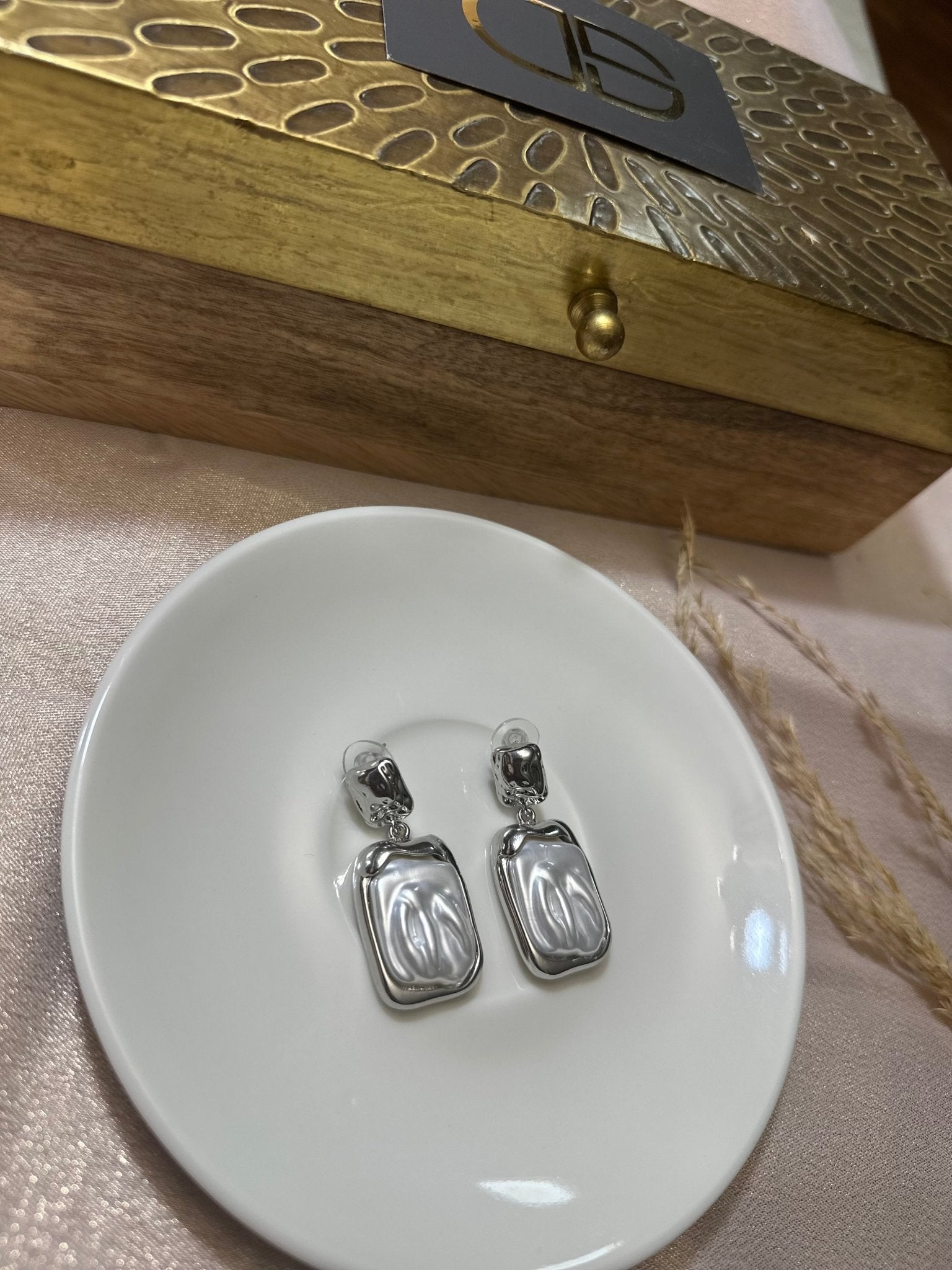 Gold & Silver Pearl Moonstone Earrings - DWEEP SARA