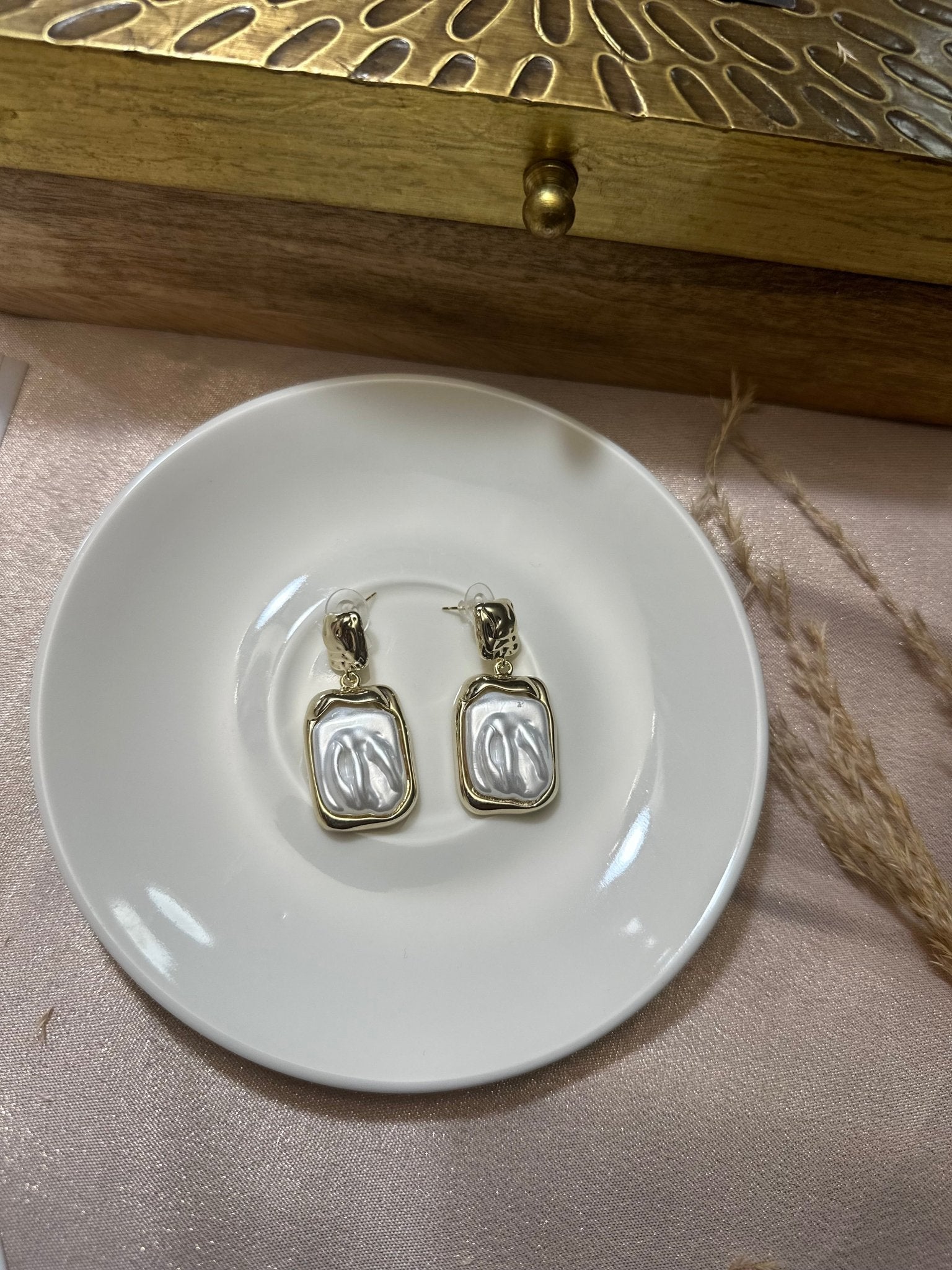 Gold & Silver Pearl Moonstone Earrings - DWEEP SARA