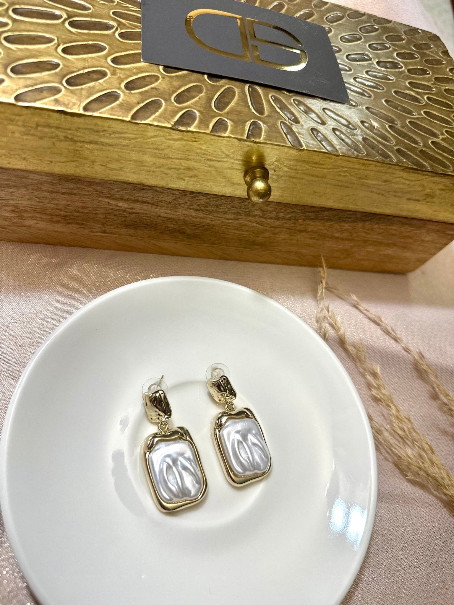 Gold & Silver Pearl Moonstone Earrings - DWEEP SARA