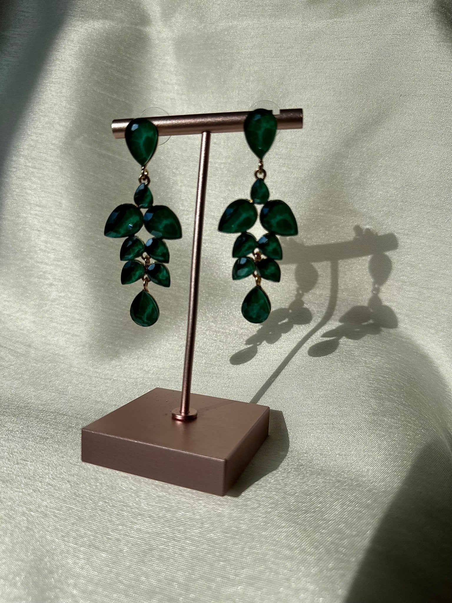Green Crystal Stone Earrings - DWEEP SARA