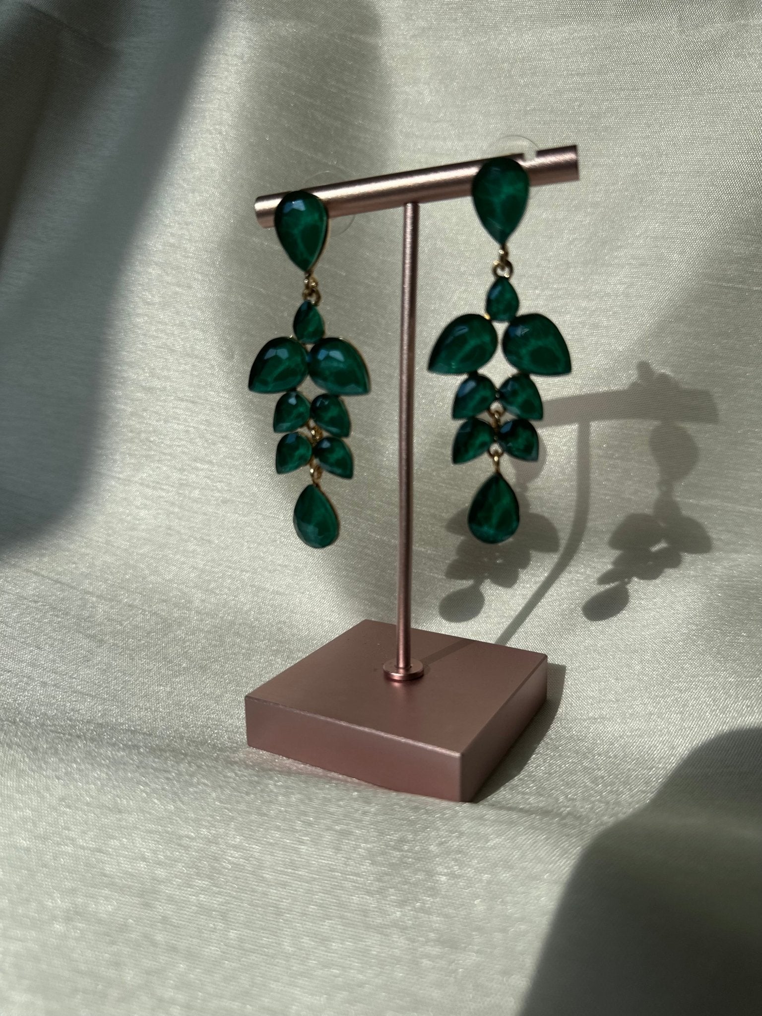 Green Crystal Stone Earrings - DWEEP SARA