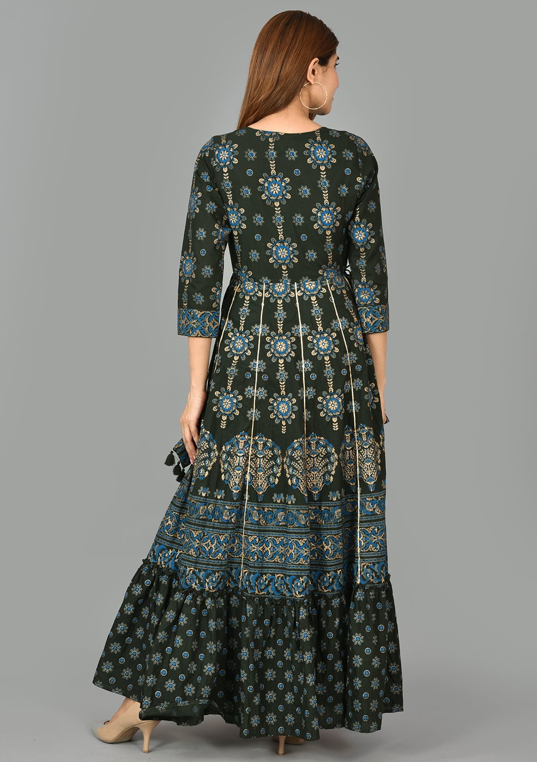 Green Mirror Embroidered Handmade Pure Cotton Dress - DWEEP SARA