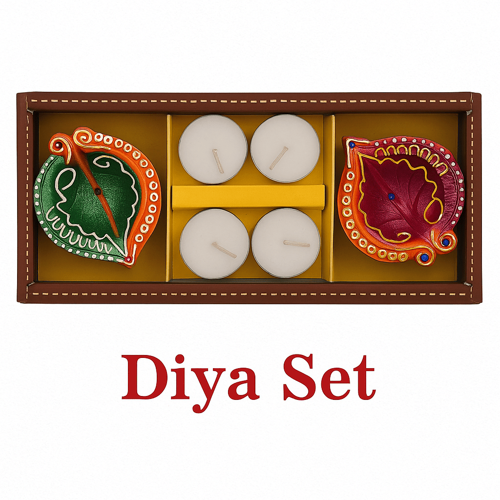 Handcrafted Diya Set with Tealight Candles – Festive Gift Pack - DWEEP SARA