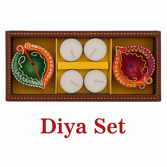 Handcrafted Diya Set with Tealight Candles – Festive Gift Pack - DWEEP SARA