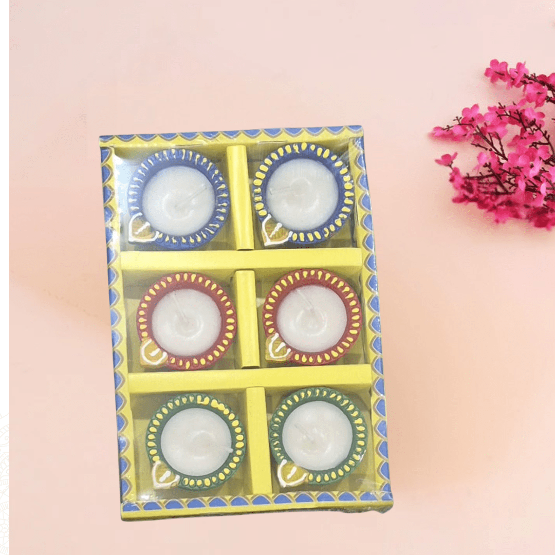 Handcrafted Wax Diya – Pack of 6 (Gift - Ready Set) - DWEEP SARA