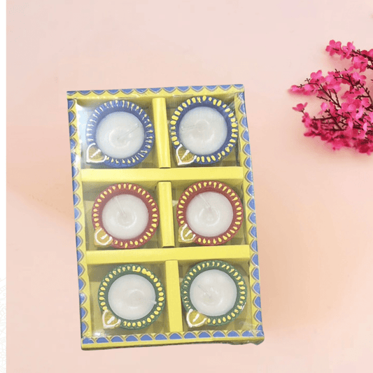 Handcrafted Wax Diya – Pack of 6 (Gift - Ready Set) - DWEEP SARA