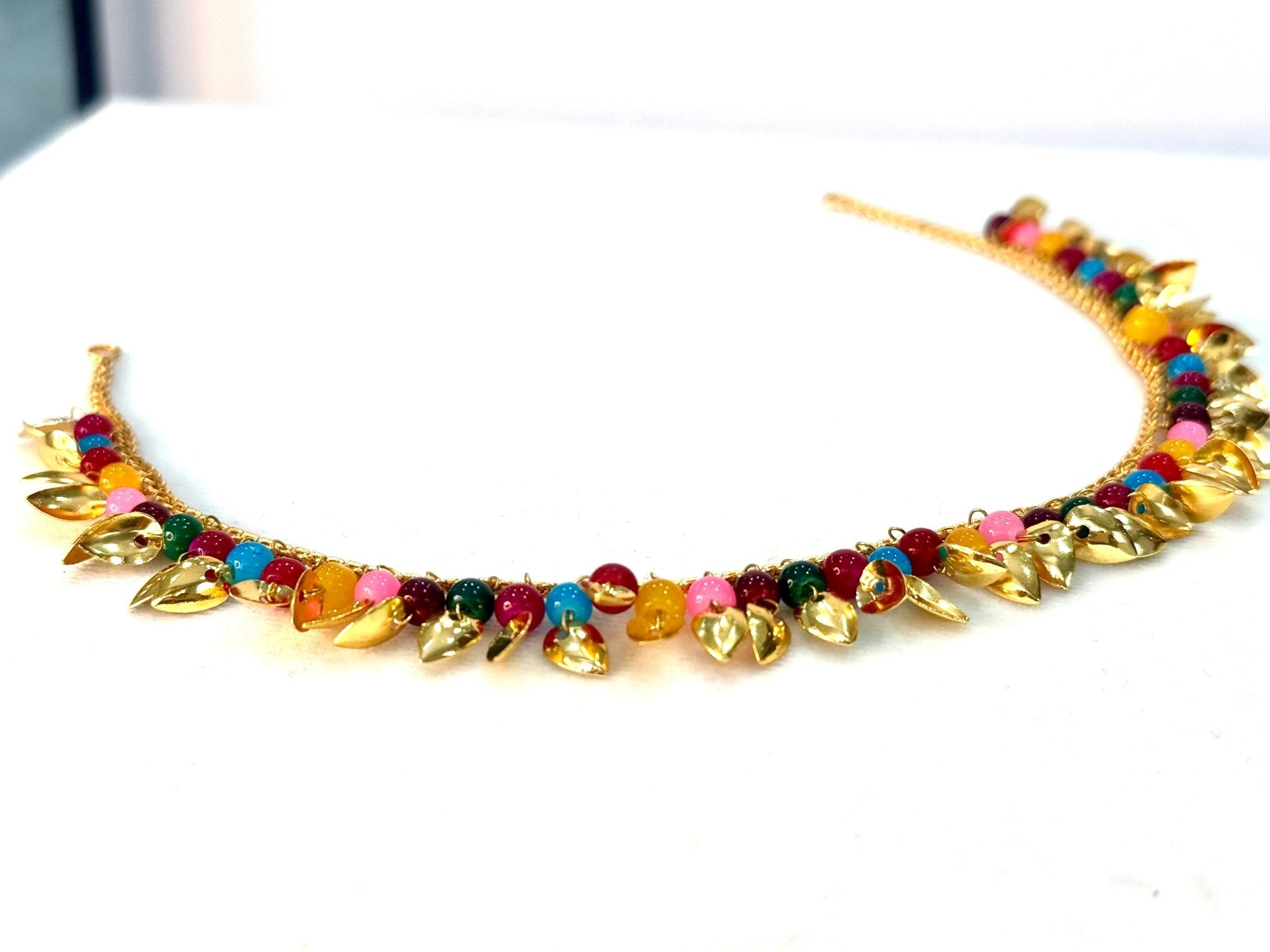 Jadau necklace Multicolour patti punjabi muslim set/Indian jewelry pakistani punjabi jewellry set - DWEEP SARA