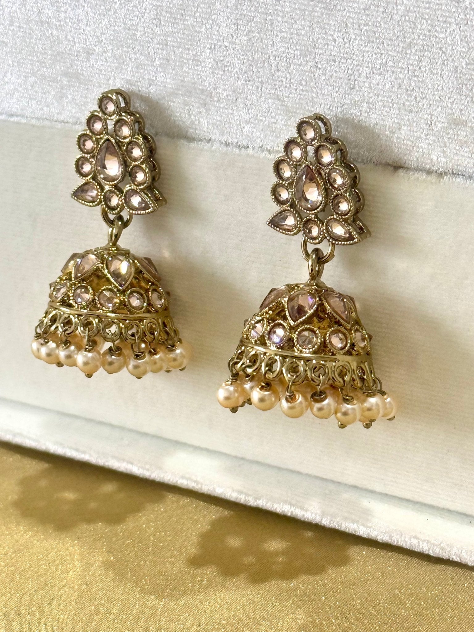 Kundan Gold Plated Jhumki Earrings - DWEEP SARA