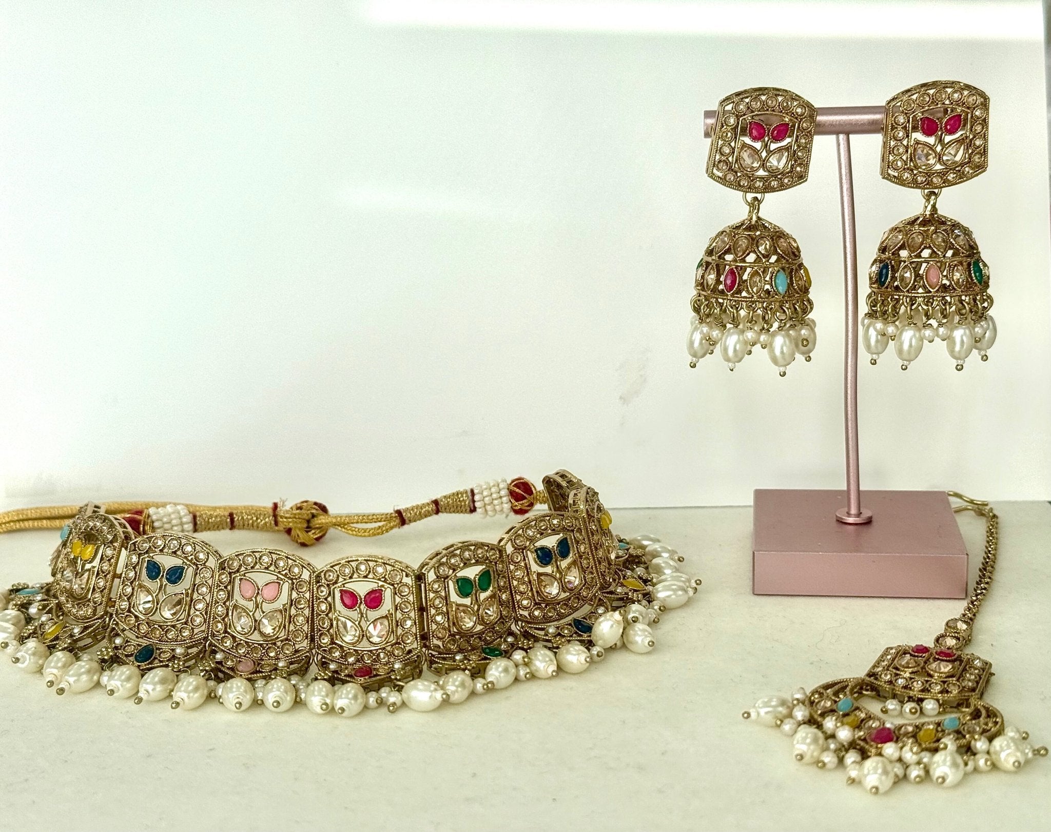 Kundan Multicolour Jewelry Set With Tikka - DWEEP SARA