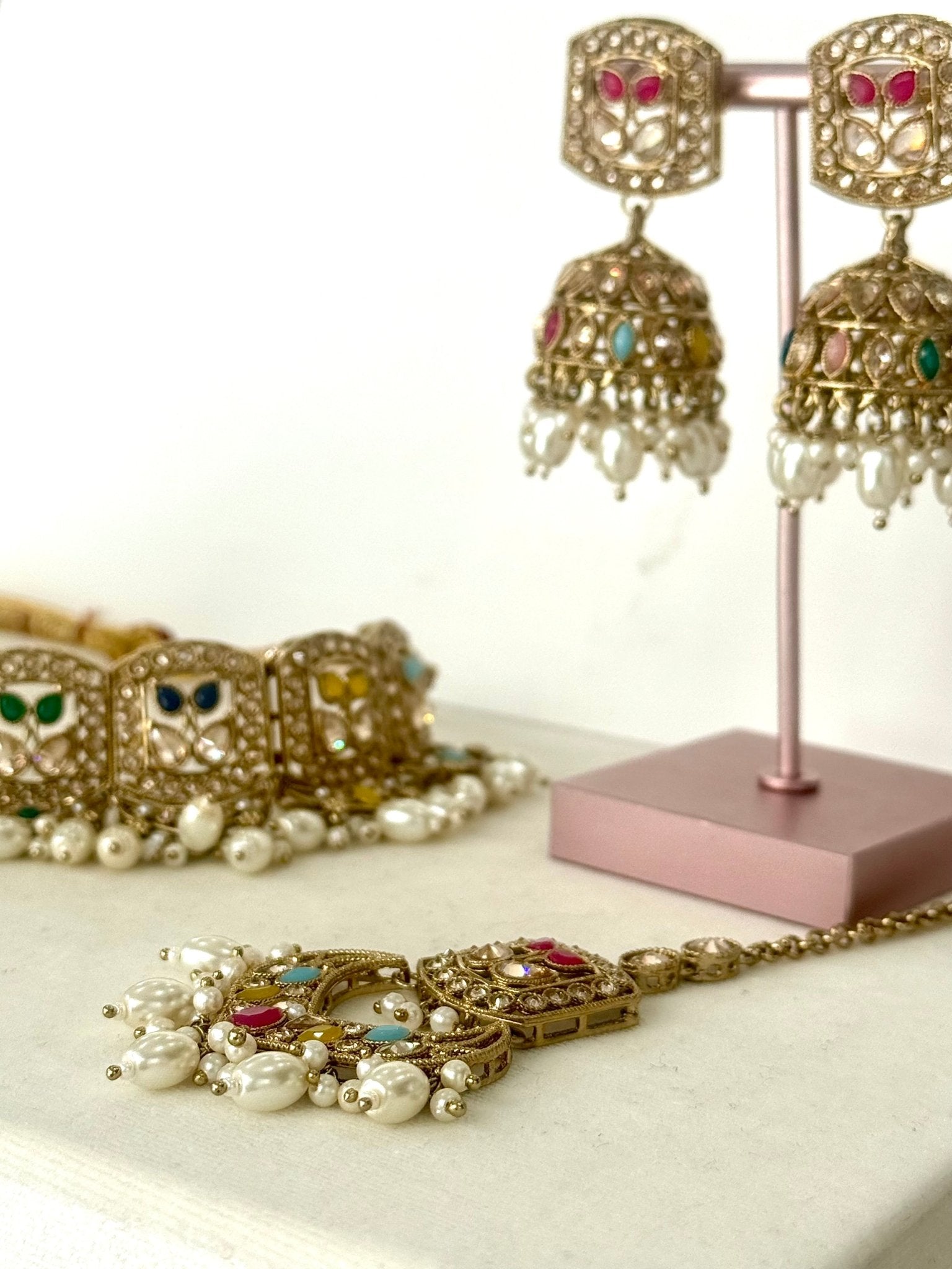 Kundan Multicolour Jewelry Set With Tikka - DWEEP SARA