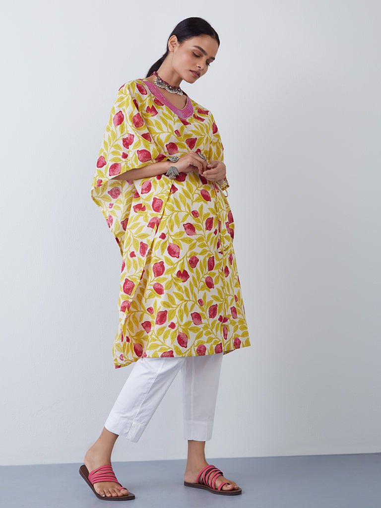 Lime Printed Kaftan - DWEEP SARA