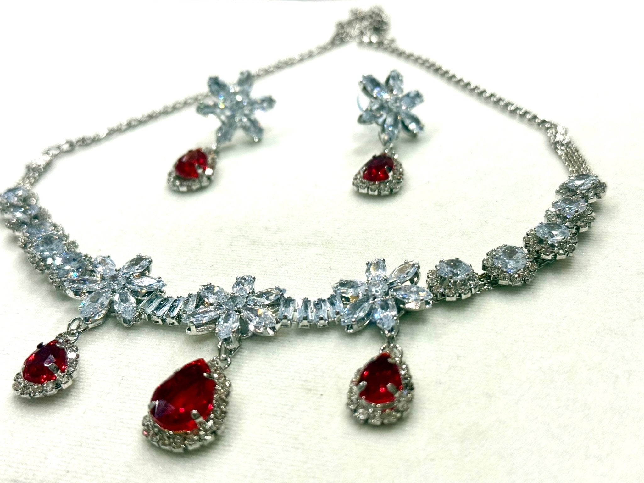 Maroon AD Stone Crystal Jewellery Set - DWEEP SARA