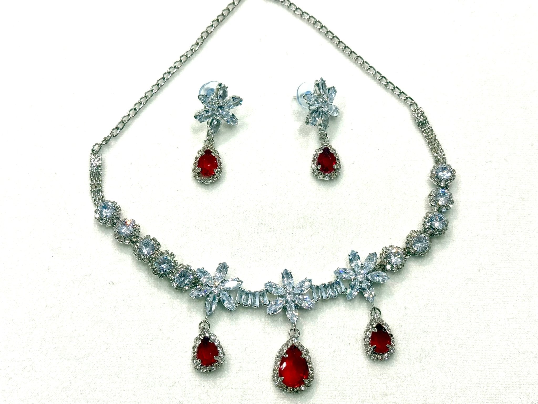 Maroon AD Stone Crystal Jewellery Set - DWEEP SARA