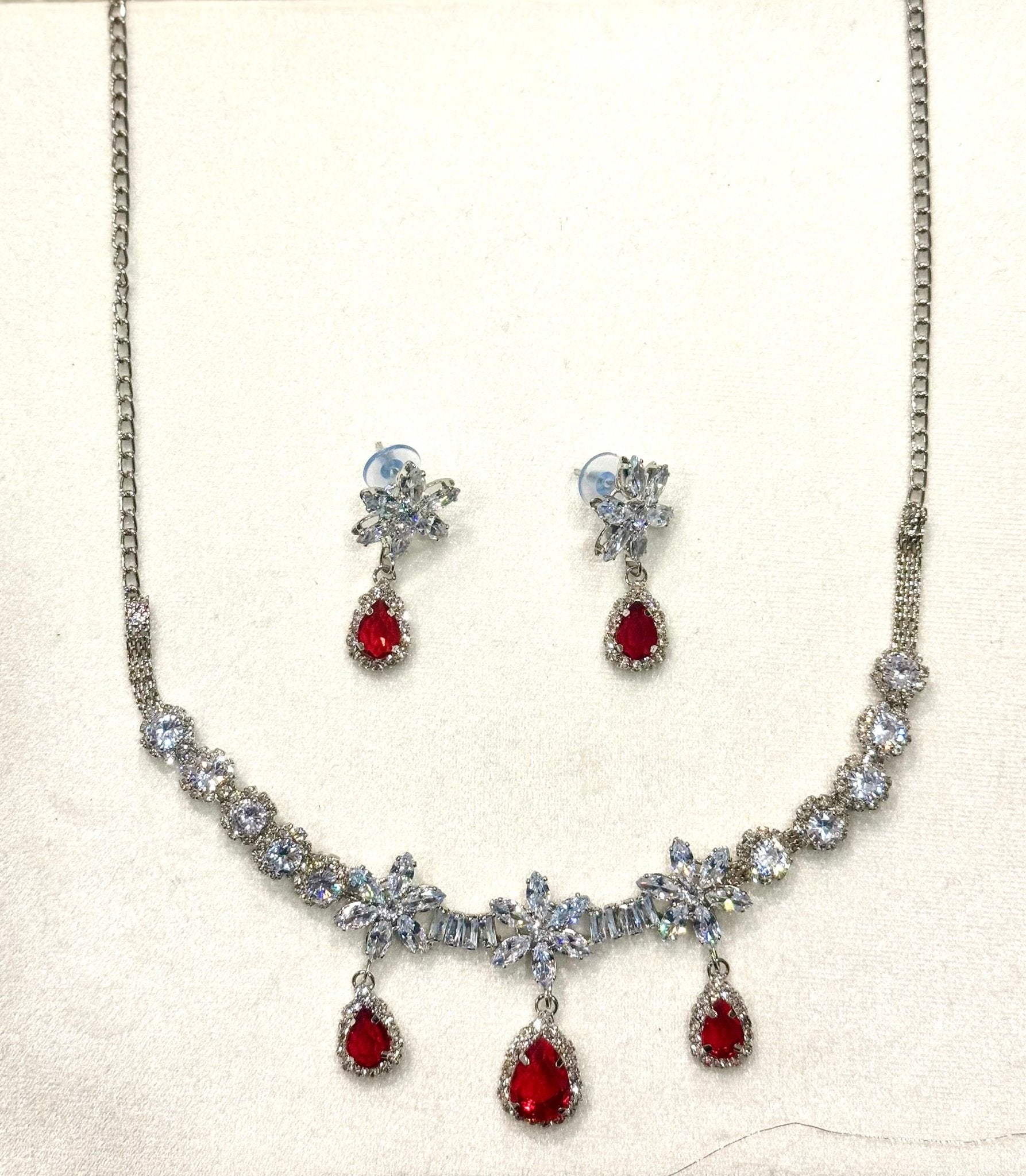 Maroon AD Stone Crystal Jewellery Set - DWEEP SARA