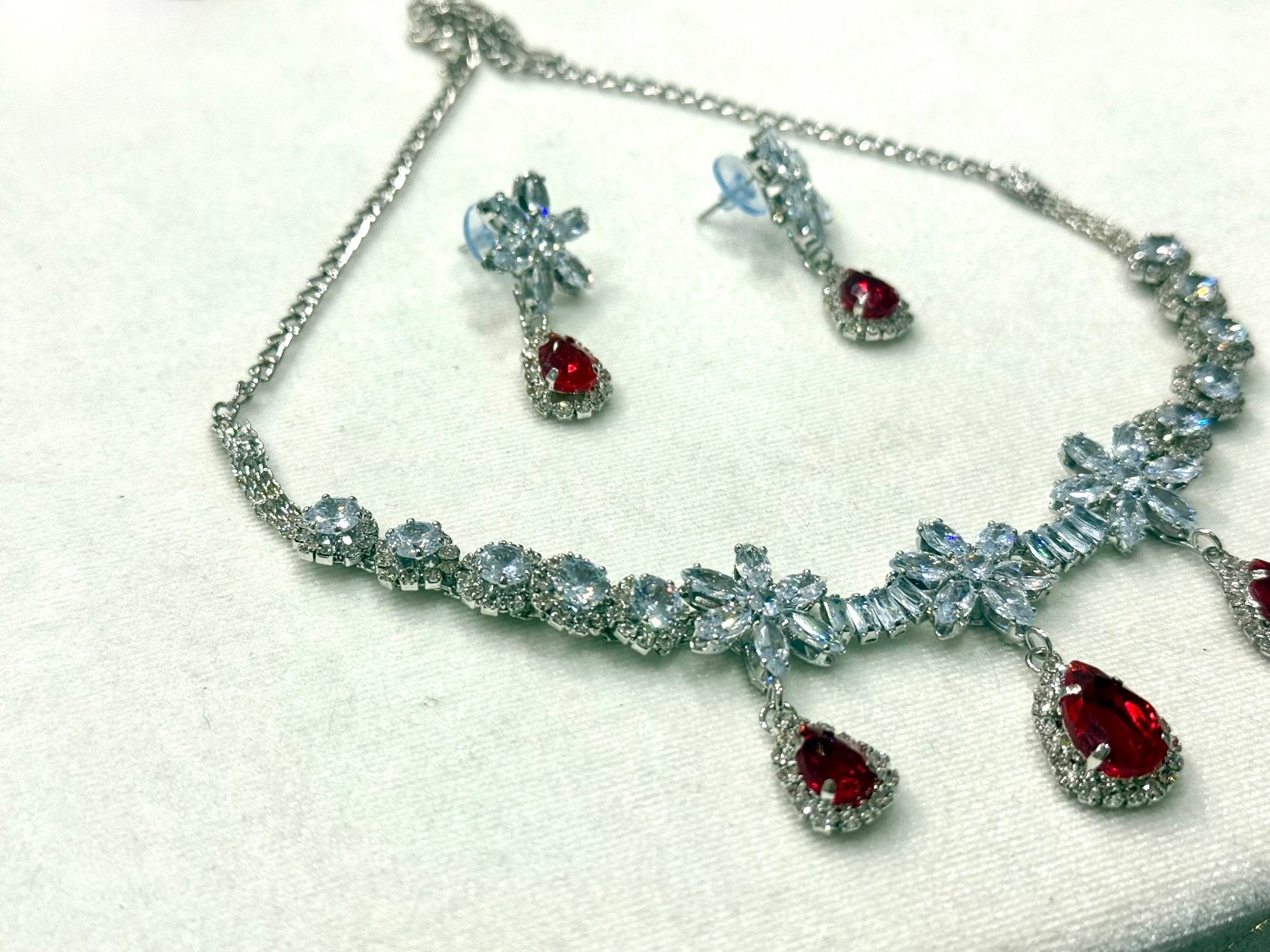 Maroon AD Stone Crystal Jewellery Set - DWEEP SARA