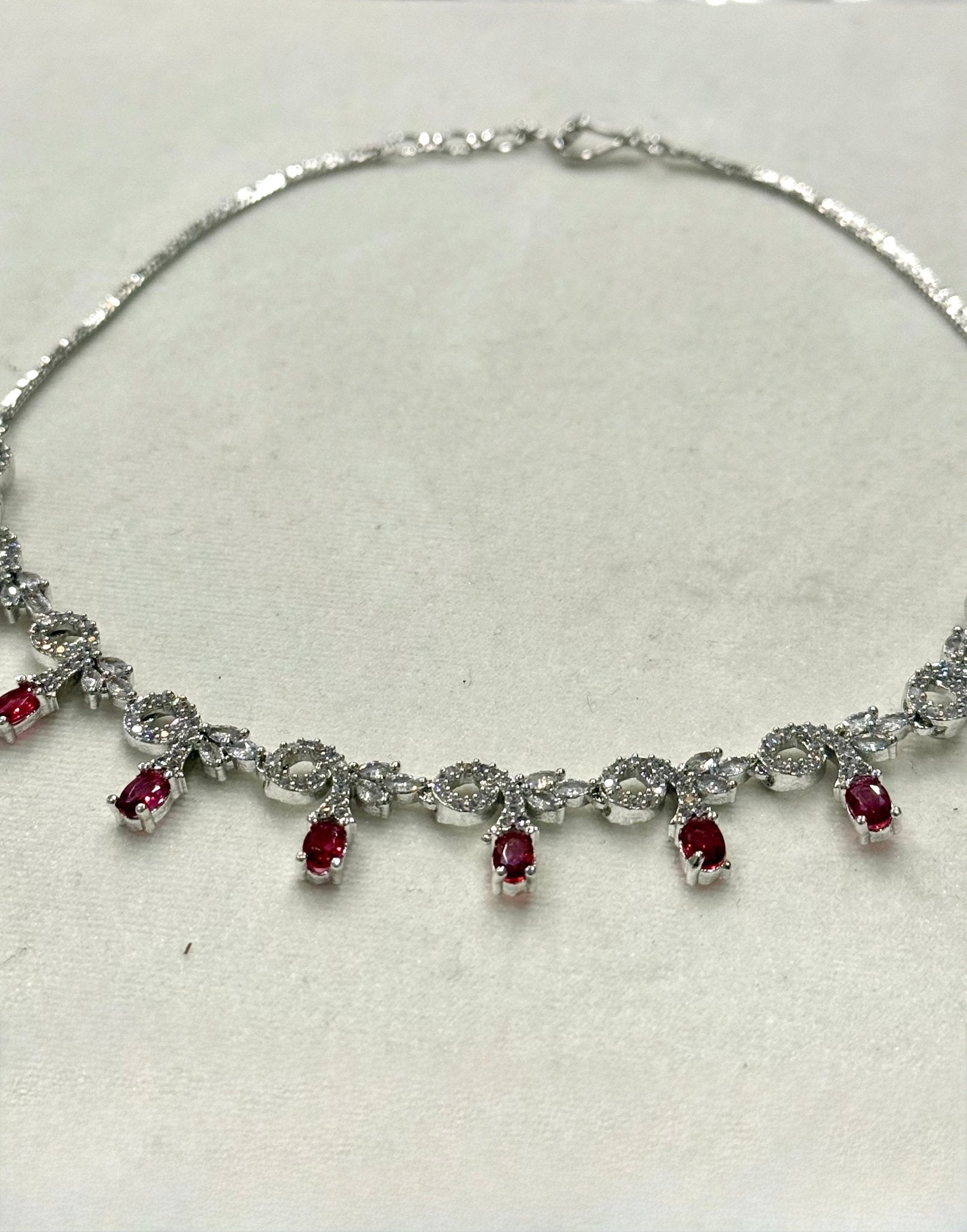 Maroon AD Stone Crystal Jewelry Set - DWEEP SARA