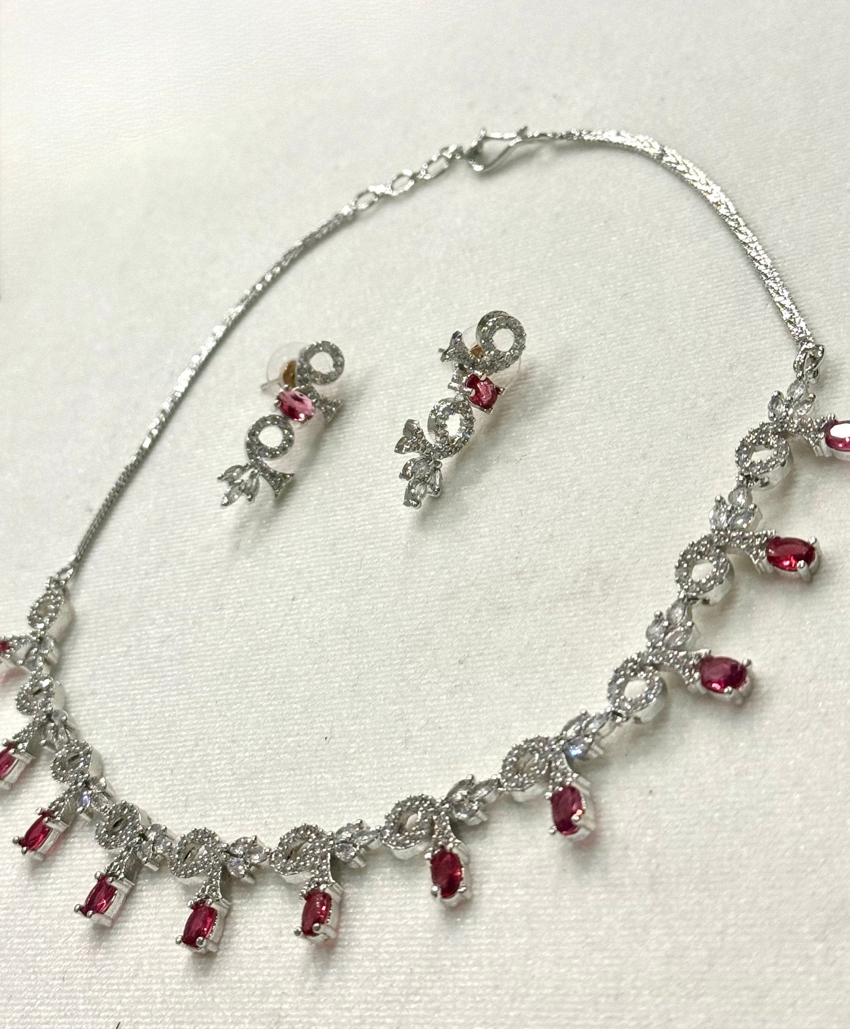 Maroon AD Stone Crystal Jewelry Set - DWEEP SARA