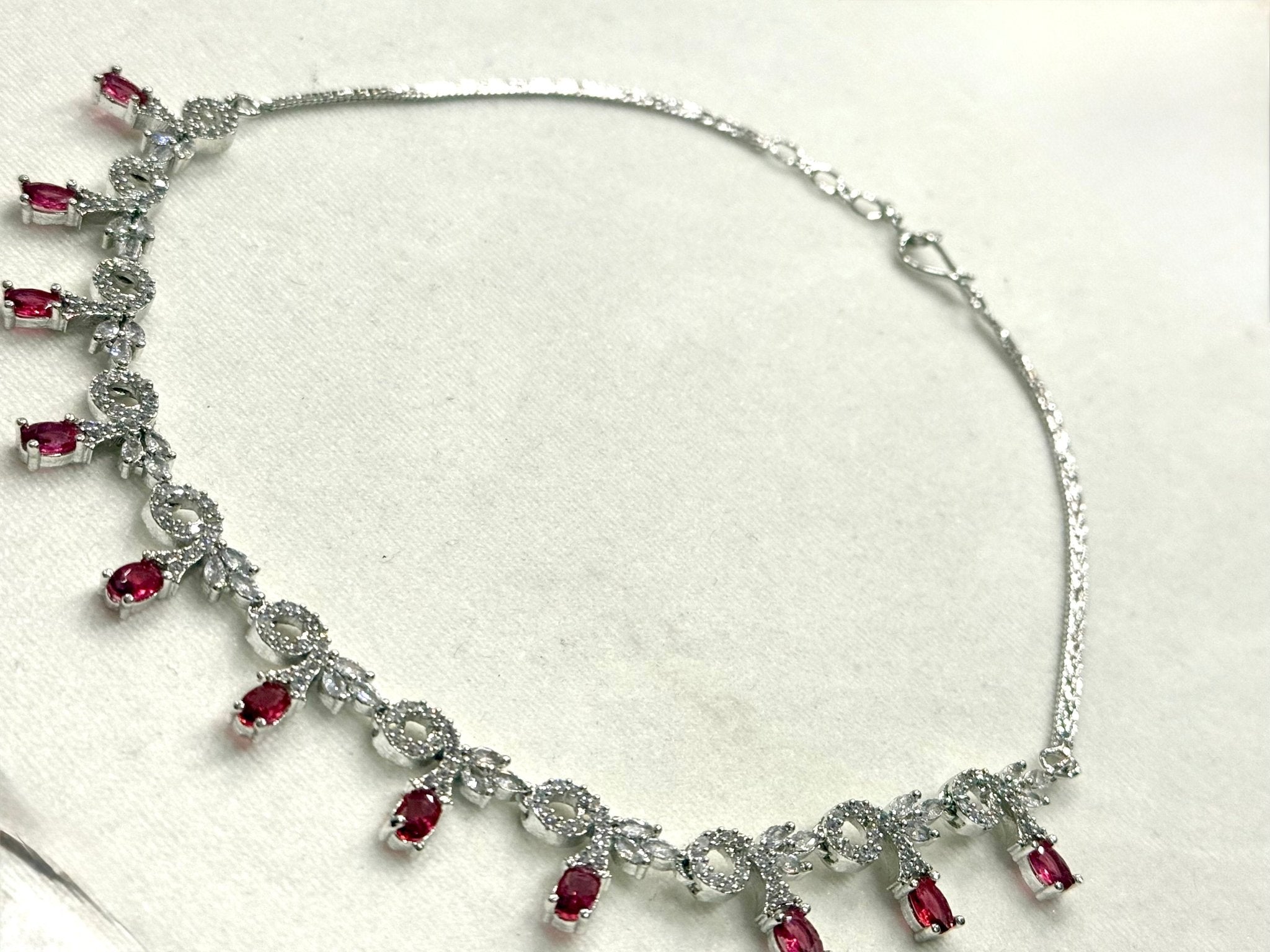 Maroon AD Stone Crystal Jewelry Set - DWEEP SARA