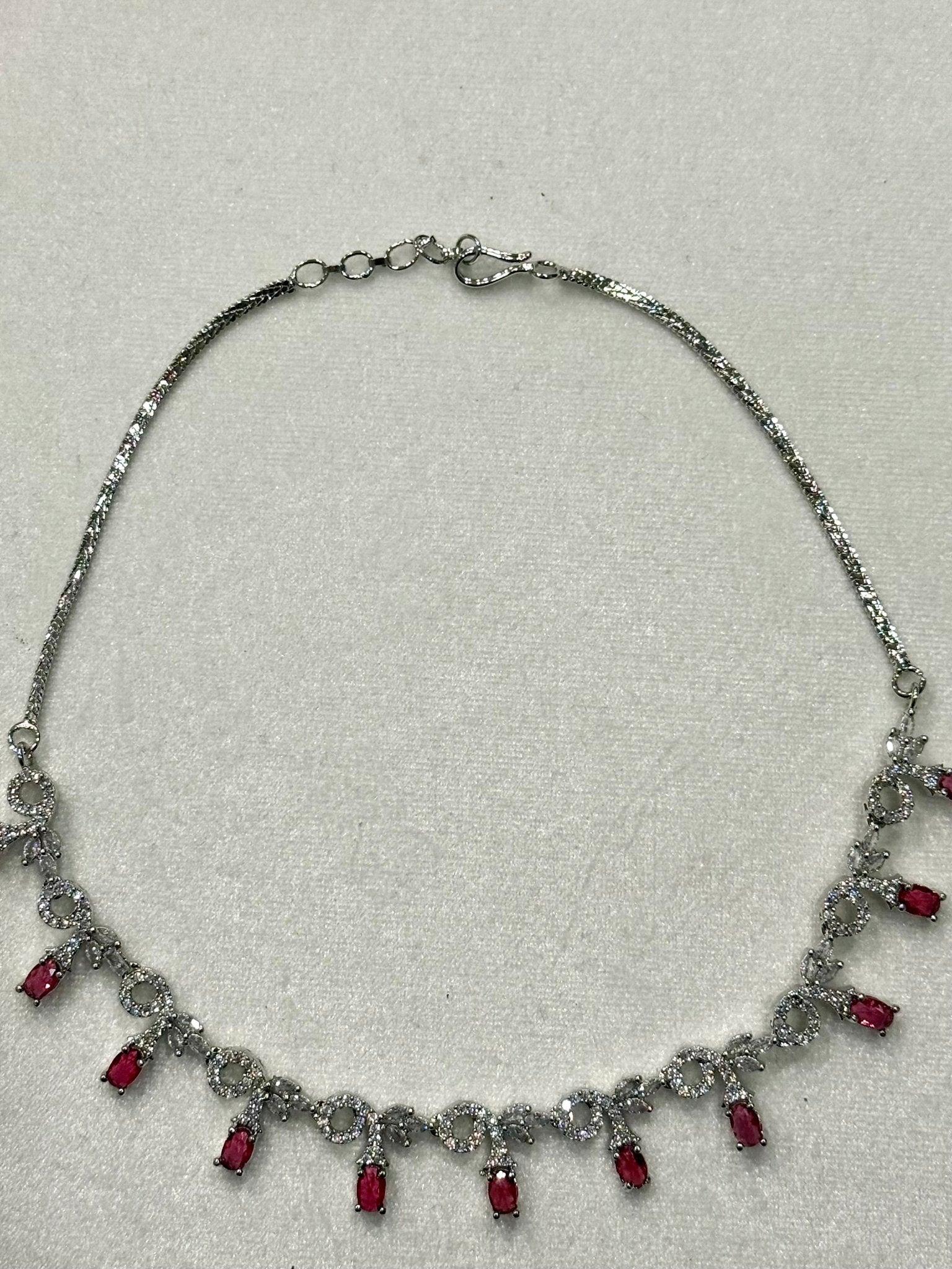 Maroon AD Stone Crystal Jewelry Set - DWEEP SARA