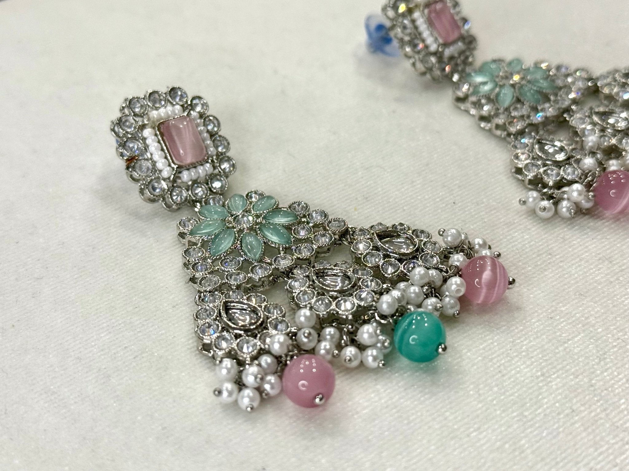 Multi - stone Sapphires Crystal Kundan Jewelry - DWEEP SARA