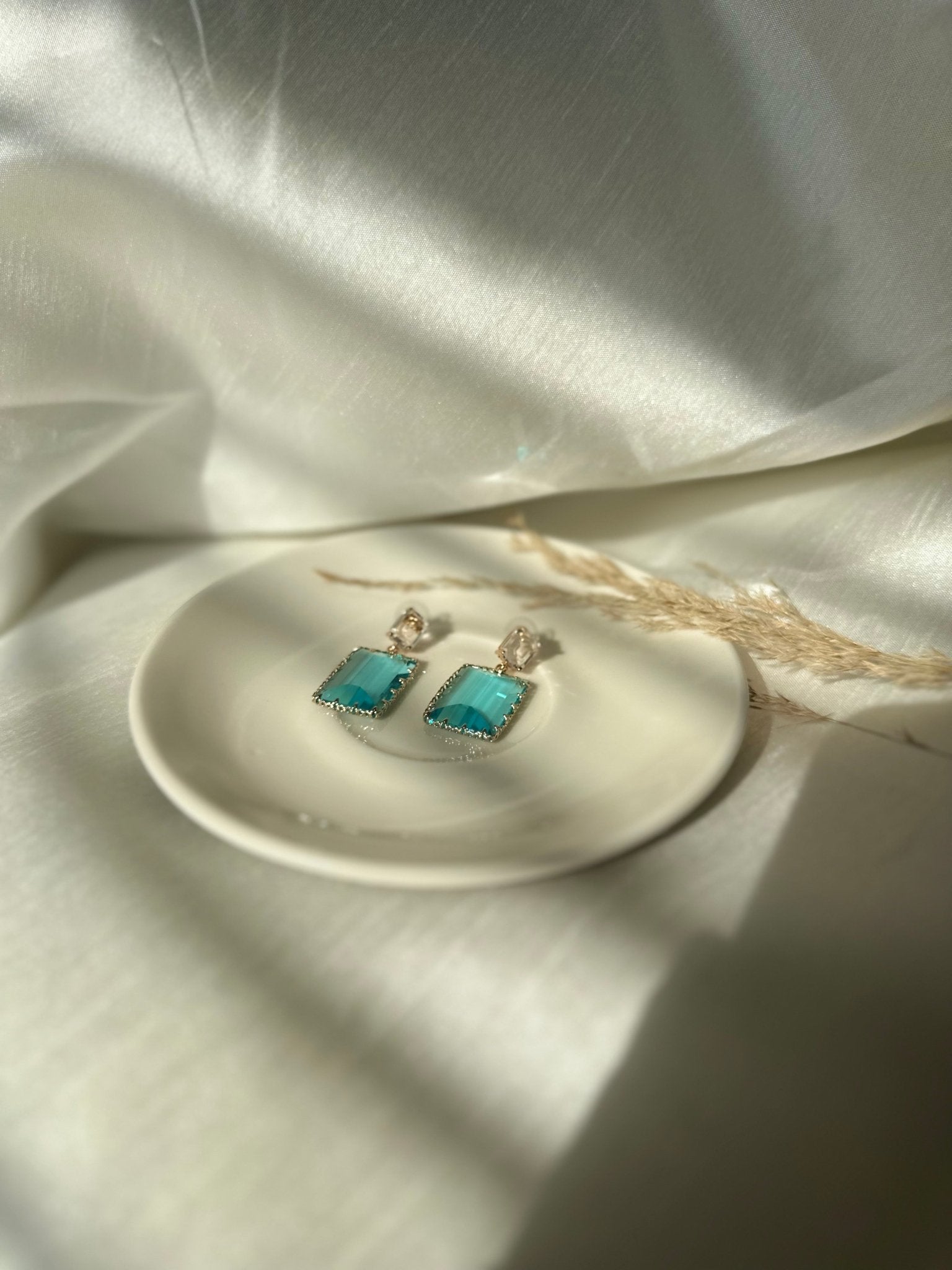 Multicolor Square crystal Stone Drop Earrings - DWEEP SARA