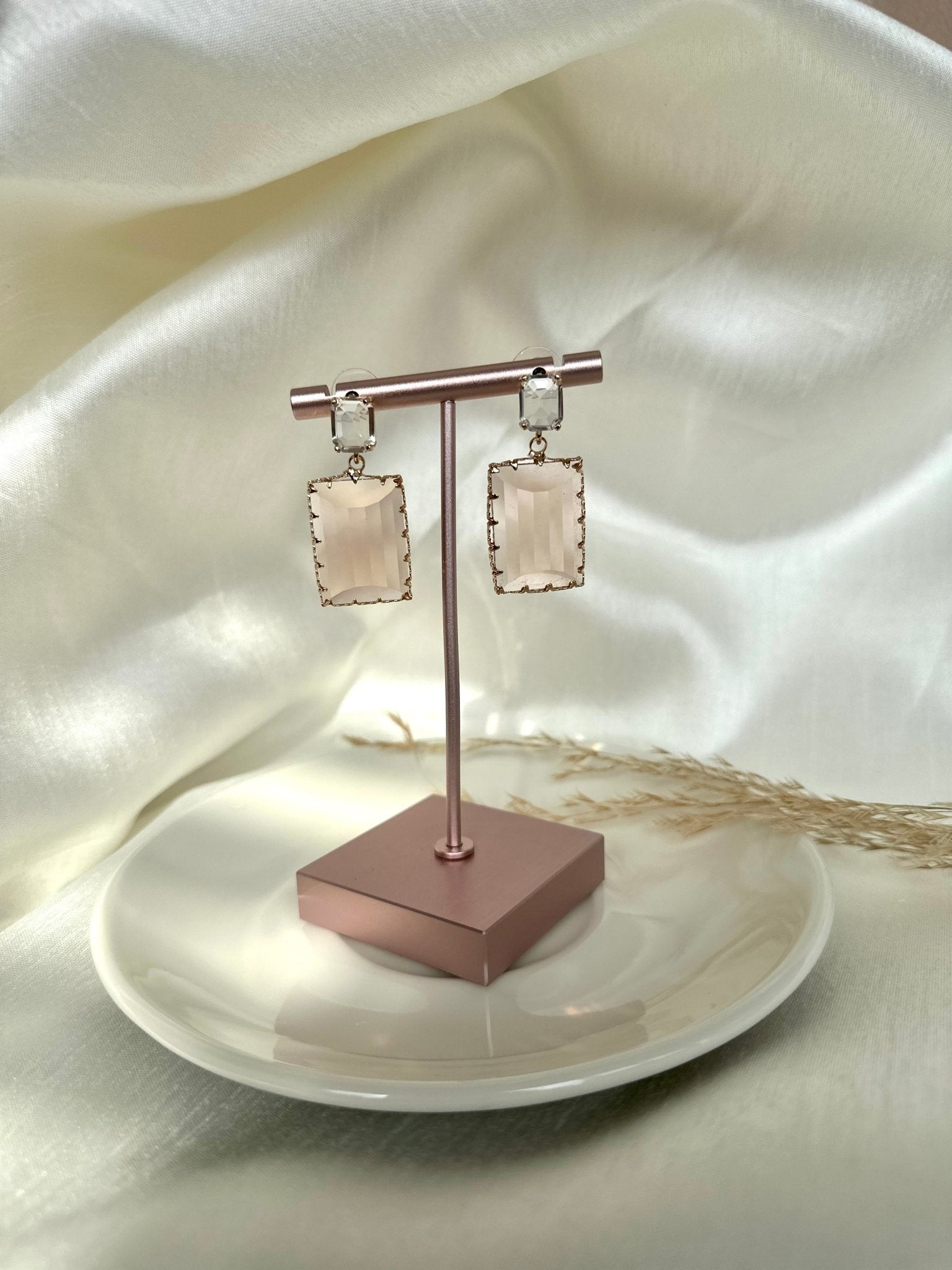 Multicolor Square crystal Stone Drop Earrings - DWEEP SARA