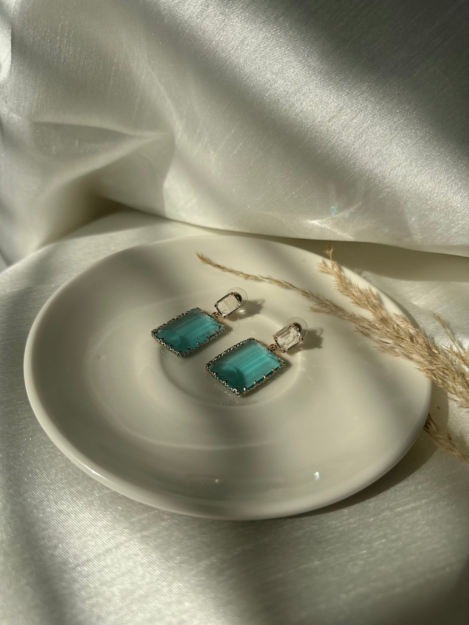 Multicolor Square crystal Stone Drop Earrings - DWEEP SARA