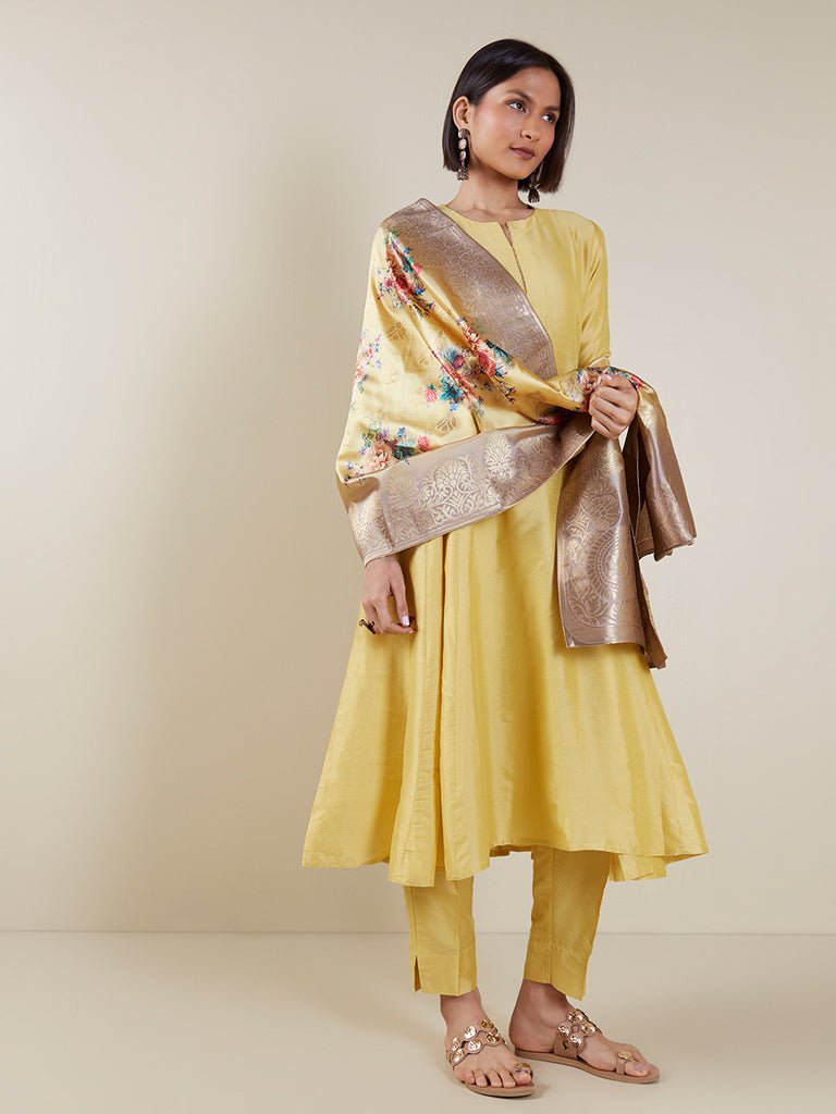 Mustard Anarkali Suit With Banarsi Dupatta - DWEEP SARA