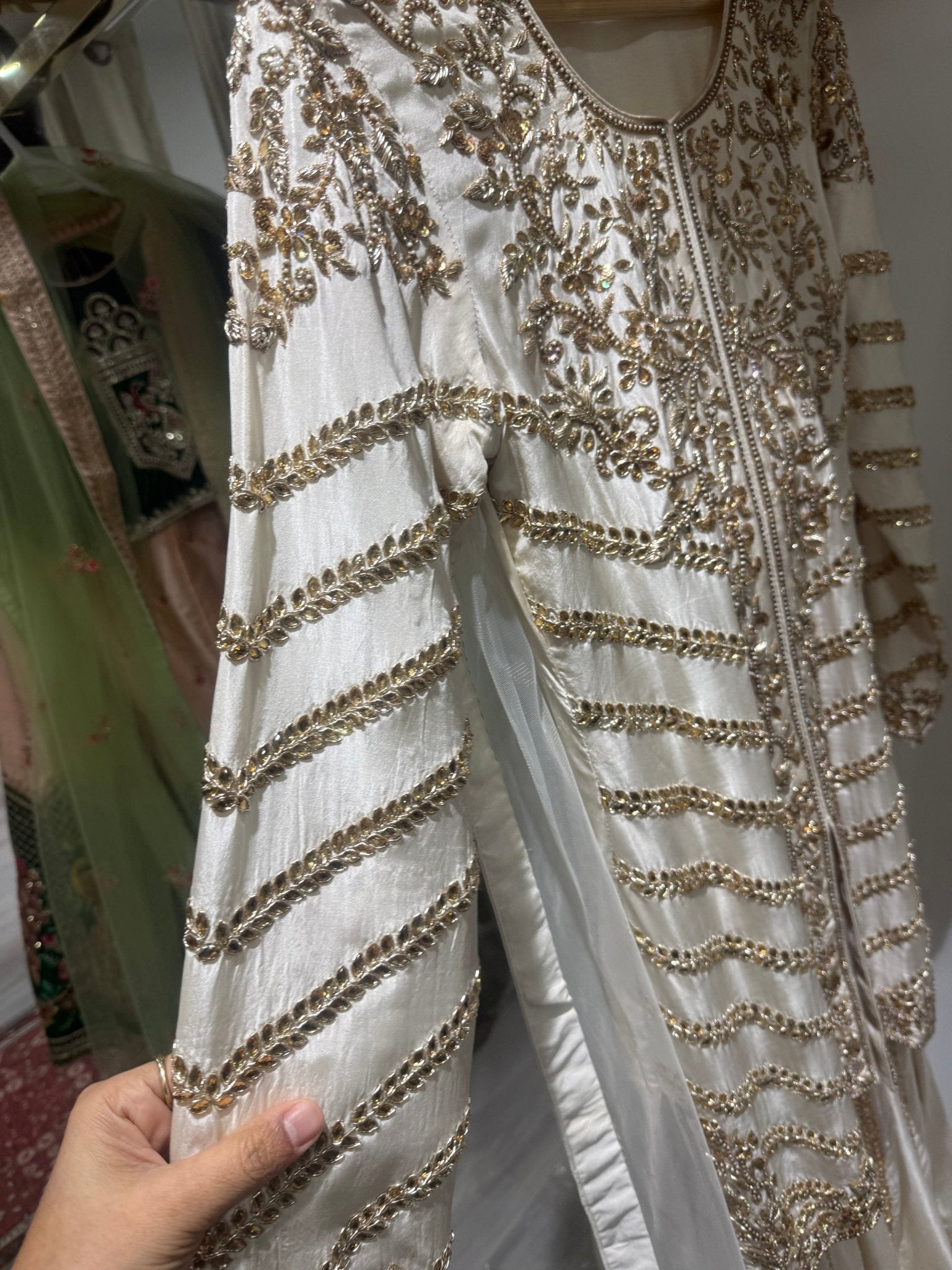 Off White Tusar Silk Geavy Embroidered Sharara Suit Set - DWEEP SARA