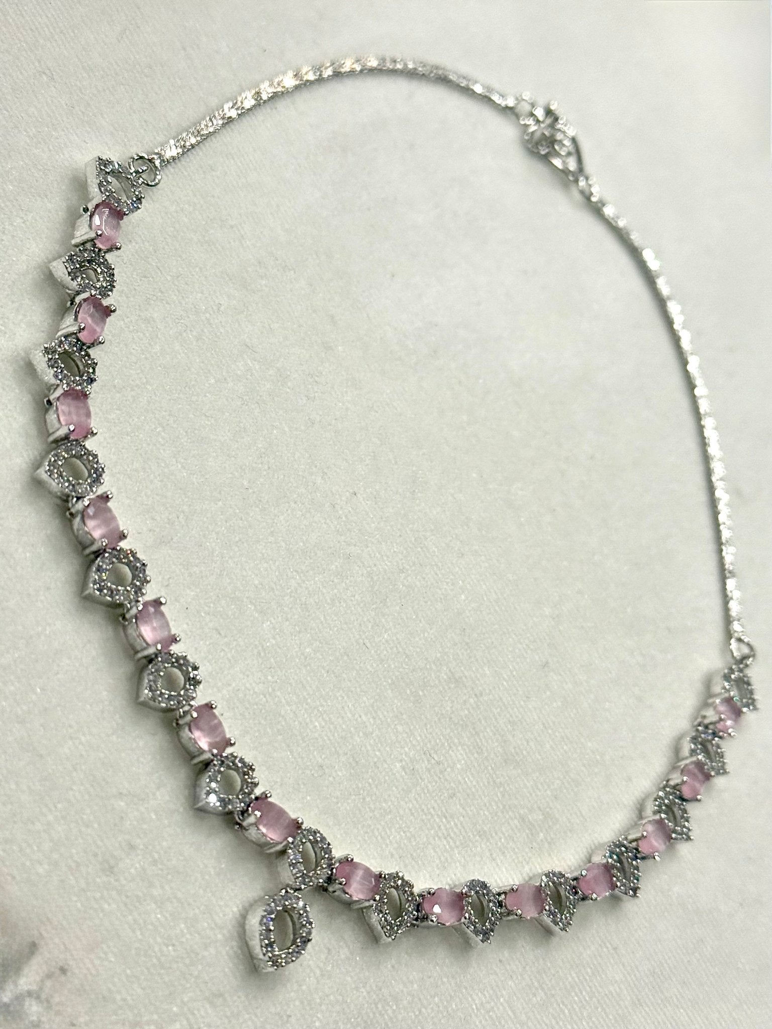 Pink AD Crystal Jewelry Set - DWEEP SARA