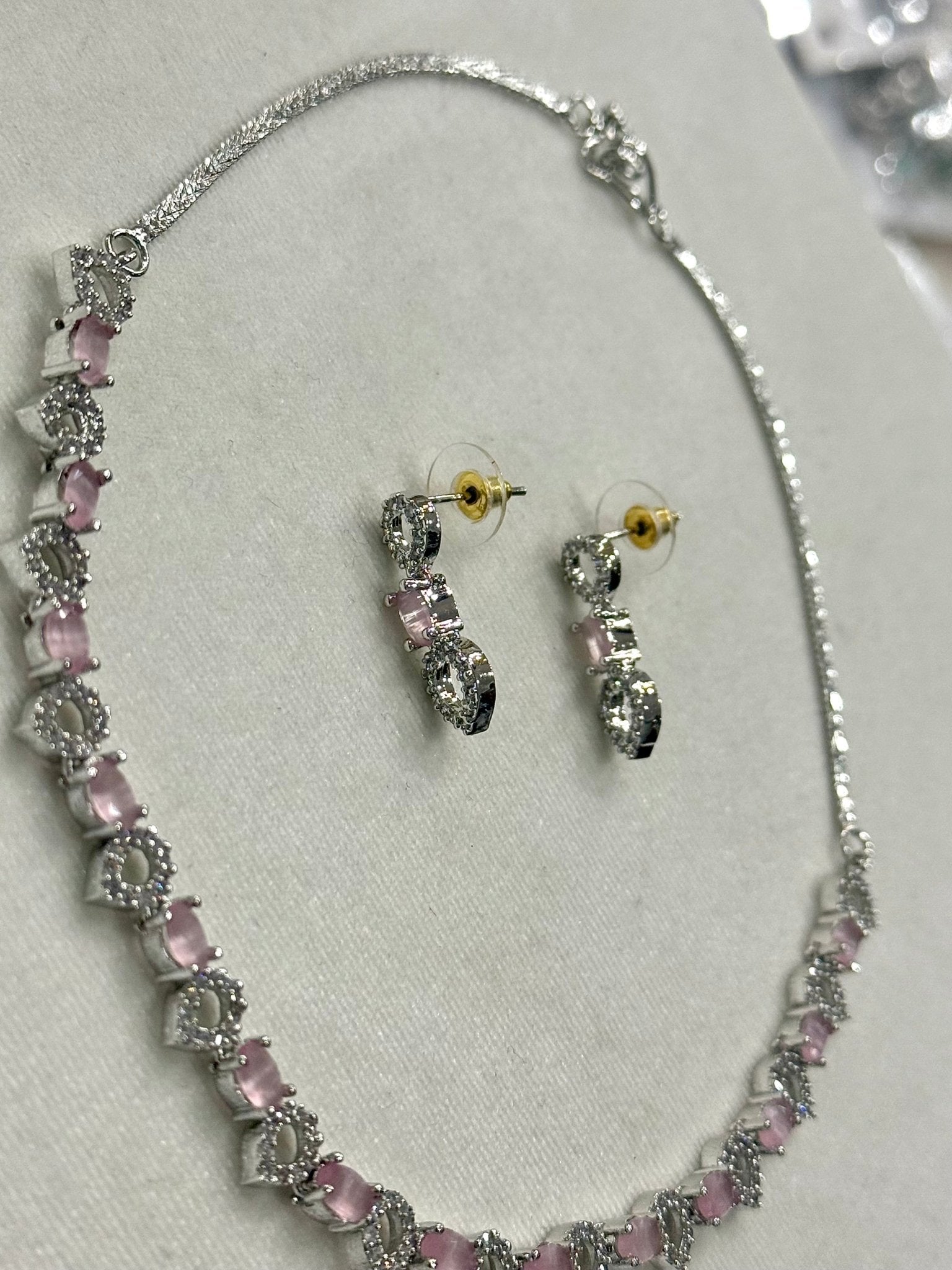 Pink AD Crystal Jewelry Set - DWEEP SARA