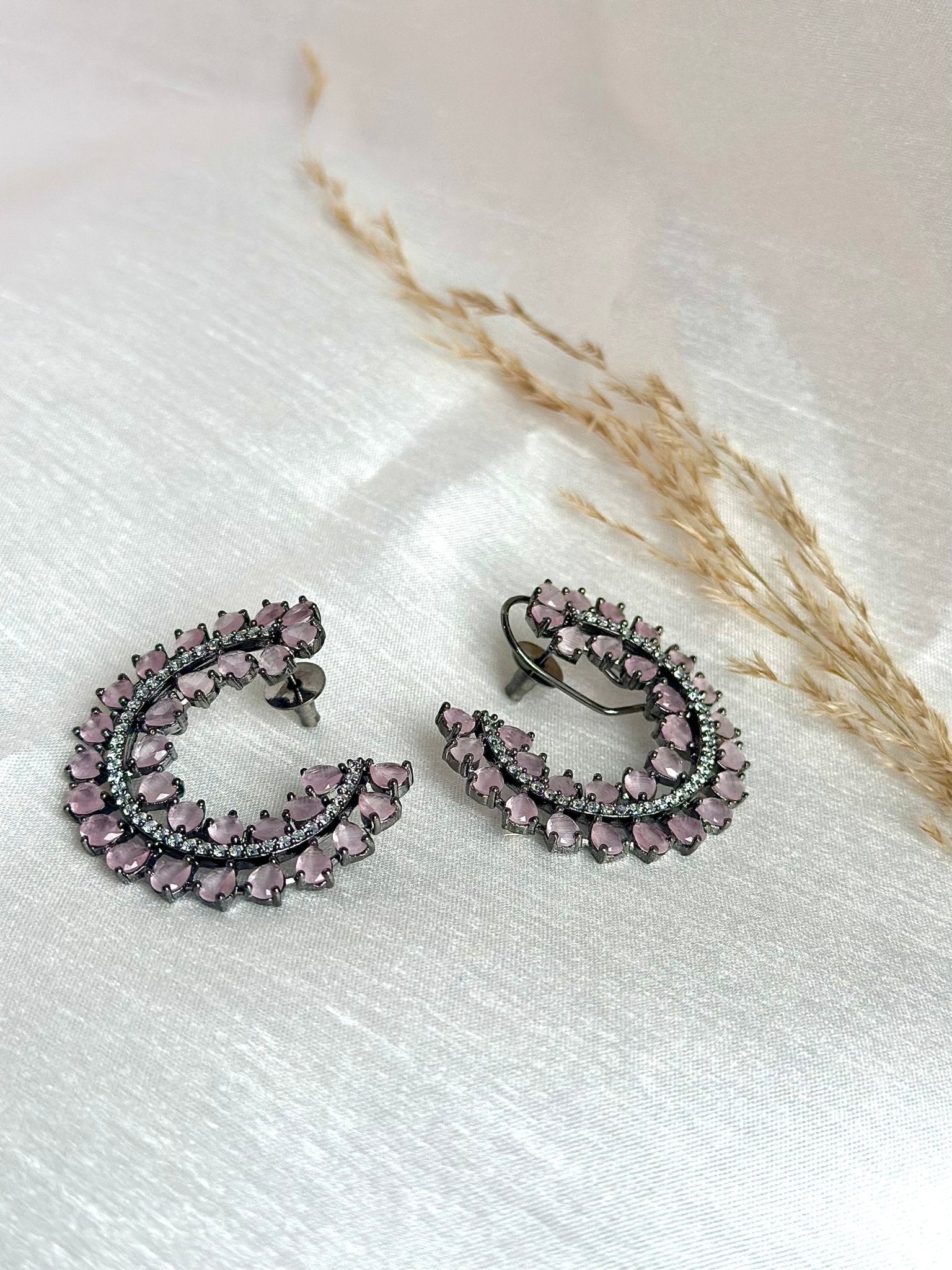 Pink AD Stud Cuff Earrings - DWEEP SARA