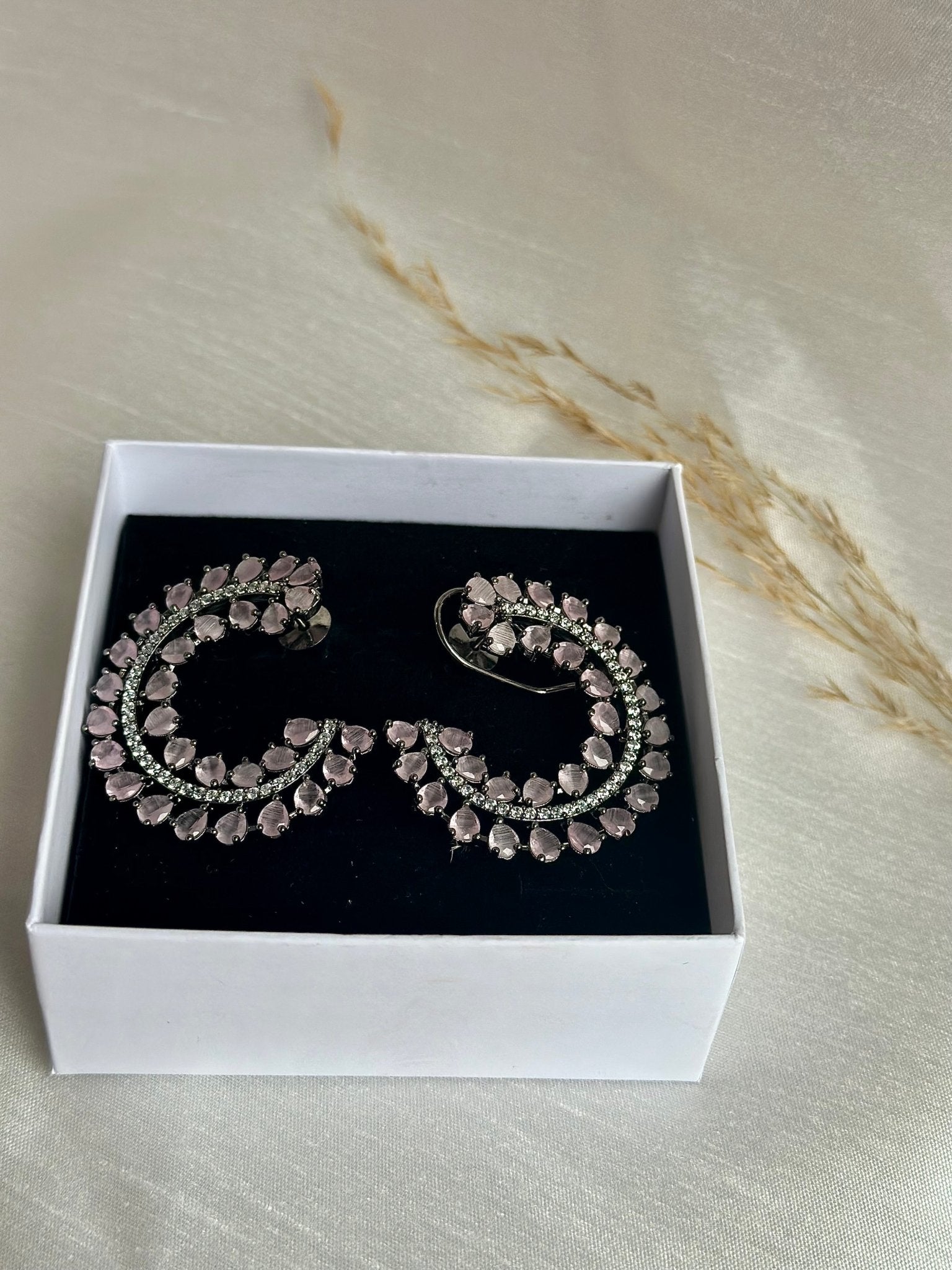 Pink AD Stud Cuff Earrings - DWEEP SARA