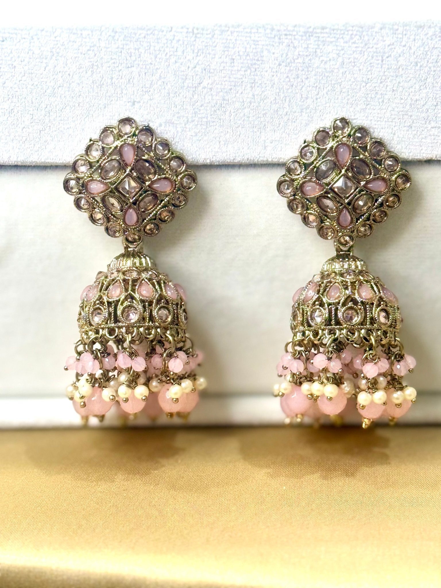 Pink Kundan Earrings Jhumki - DWEEP SARA