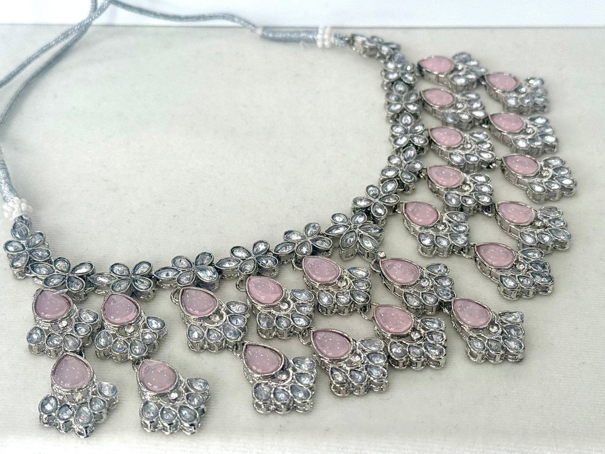 Pink Kundan Stone Jewellery Set With Tikka - DWEEP SARA