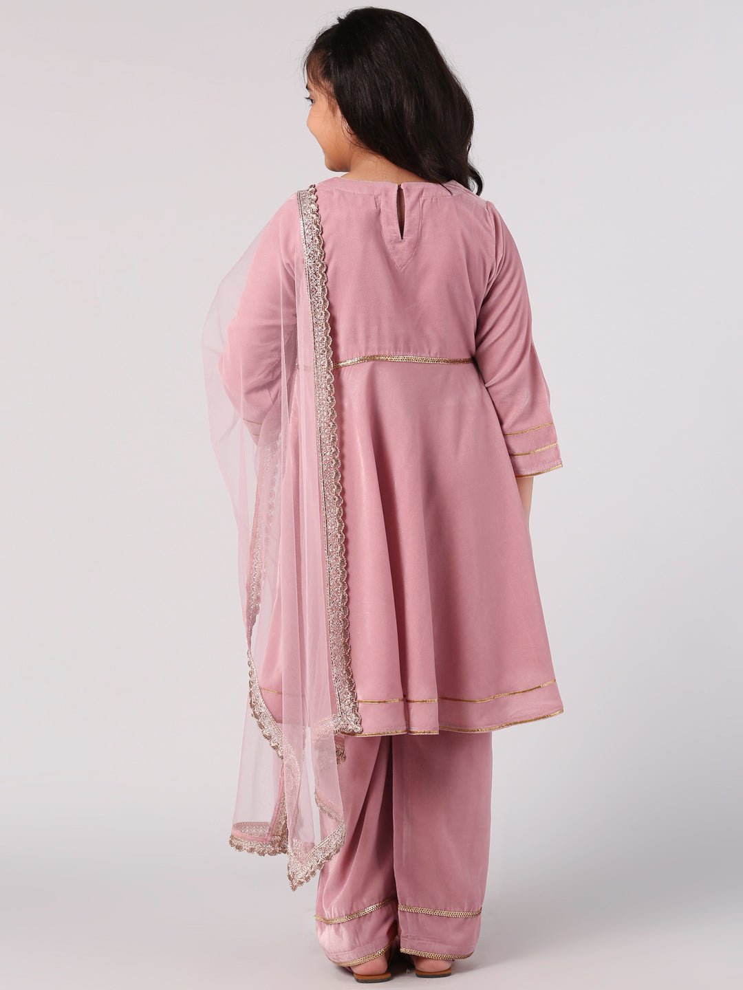Pink Velvet Suit Set - DWEEP SARA