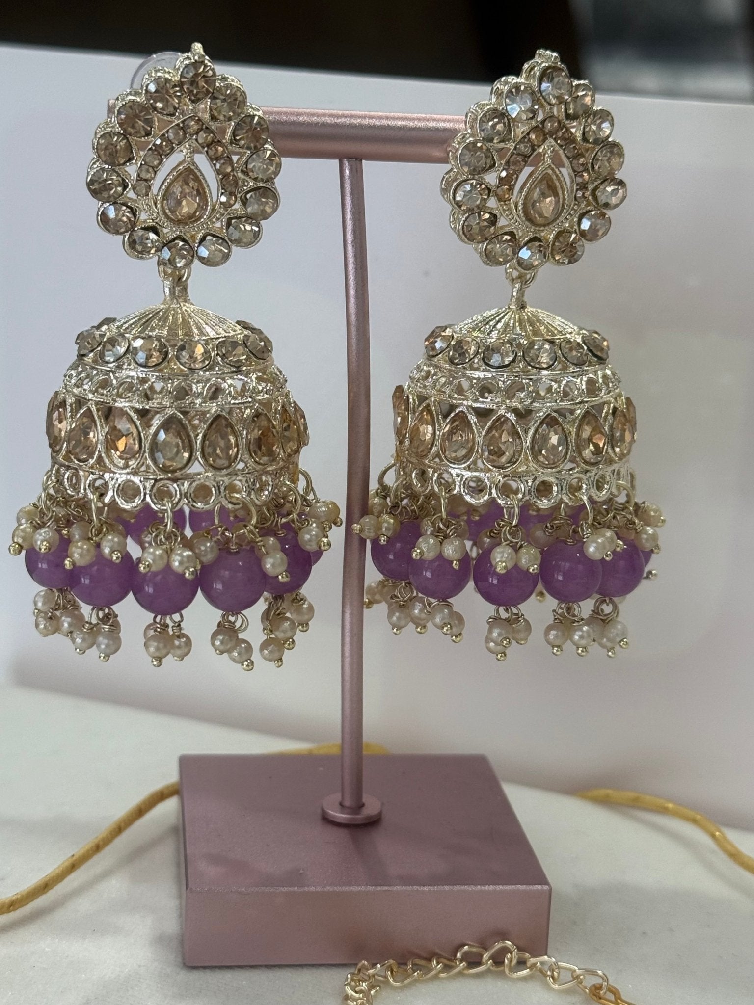Purple Kundan Jewelry Set With Tikka - DWEEP SARA