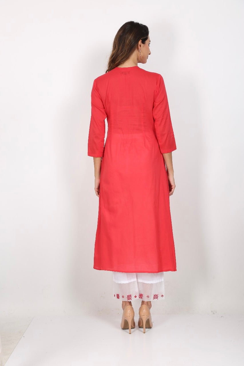 RED WHITE SHEESHA SUIT SET - DWEEP SARA