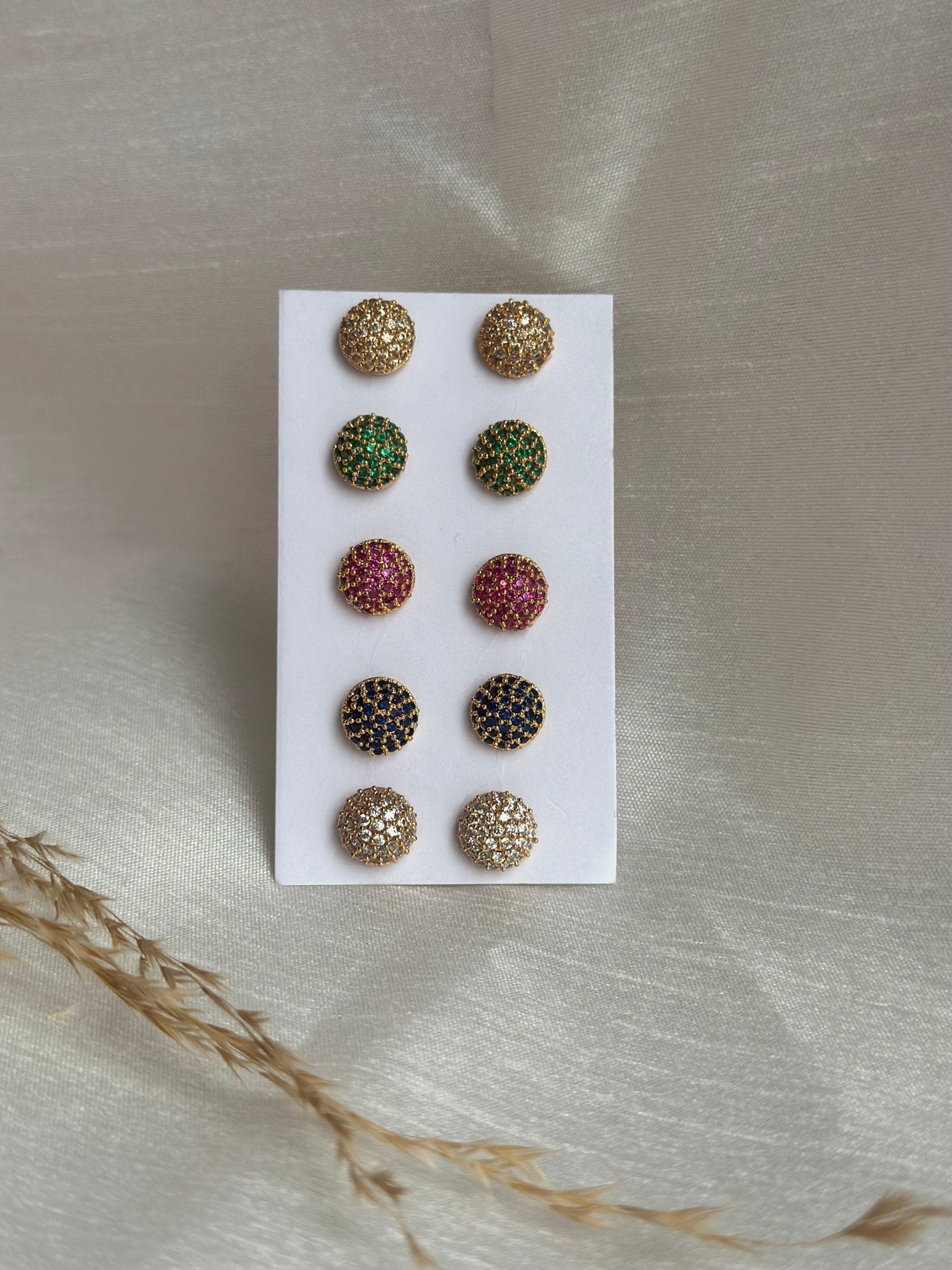 Round Shaped Elegant Colourful Earring Stud - DWEEP SARA
