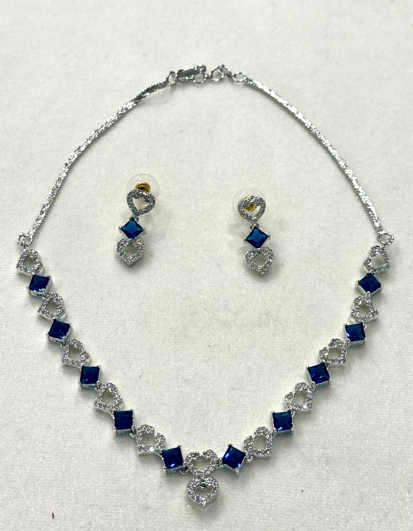Royal Blue AD Stone Crystal Jewelry Set - DWEEP SARA