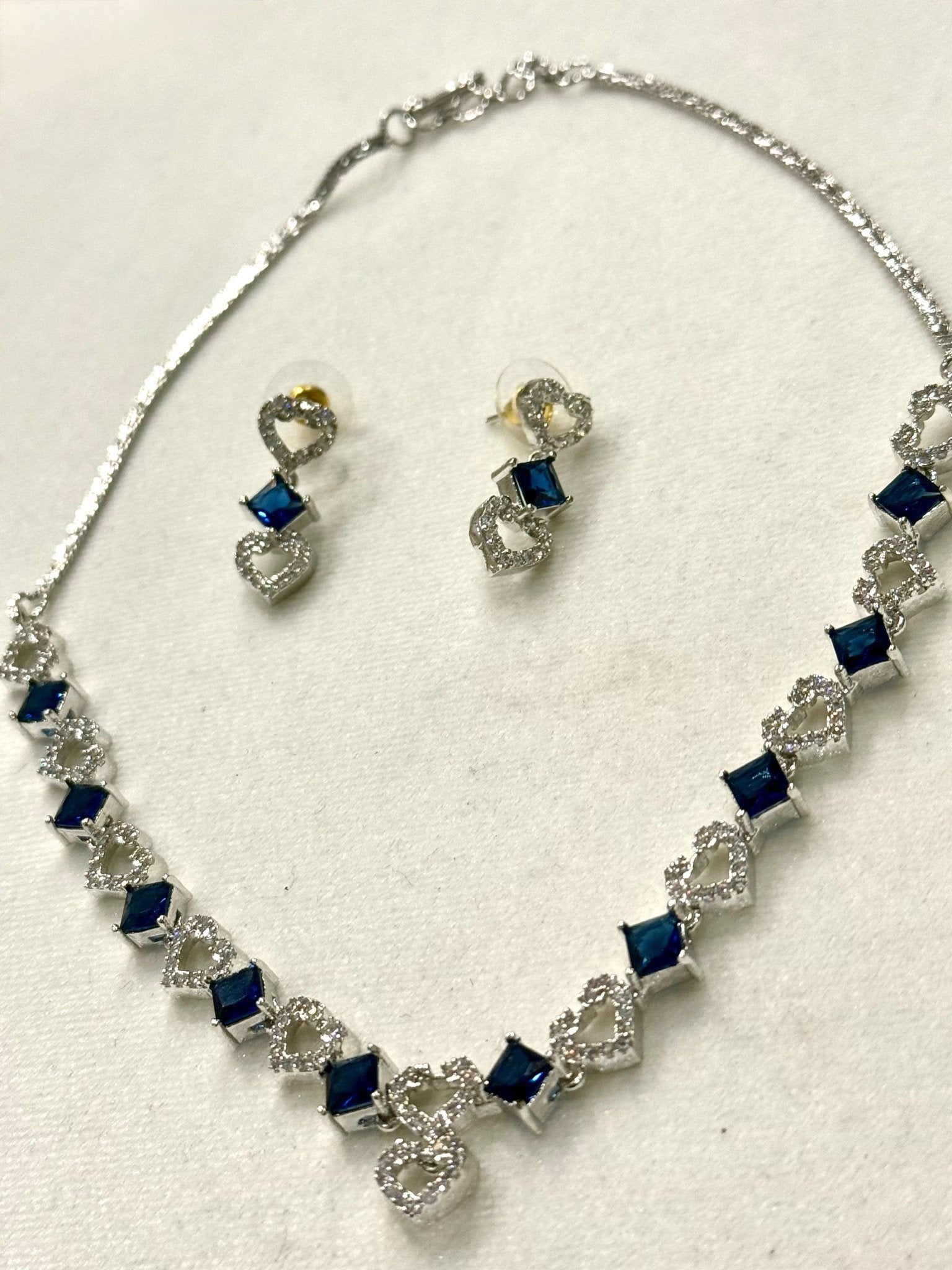 Royal Blue AD Stone Crystal Jewelry Set - DWEEP SARA
