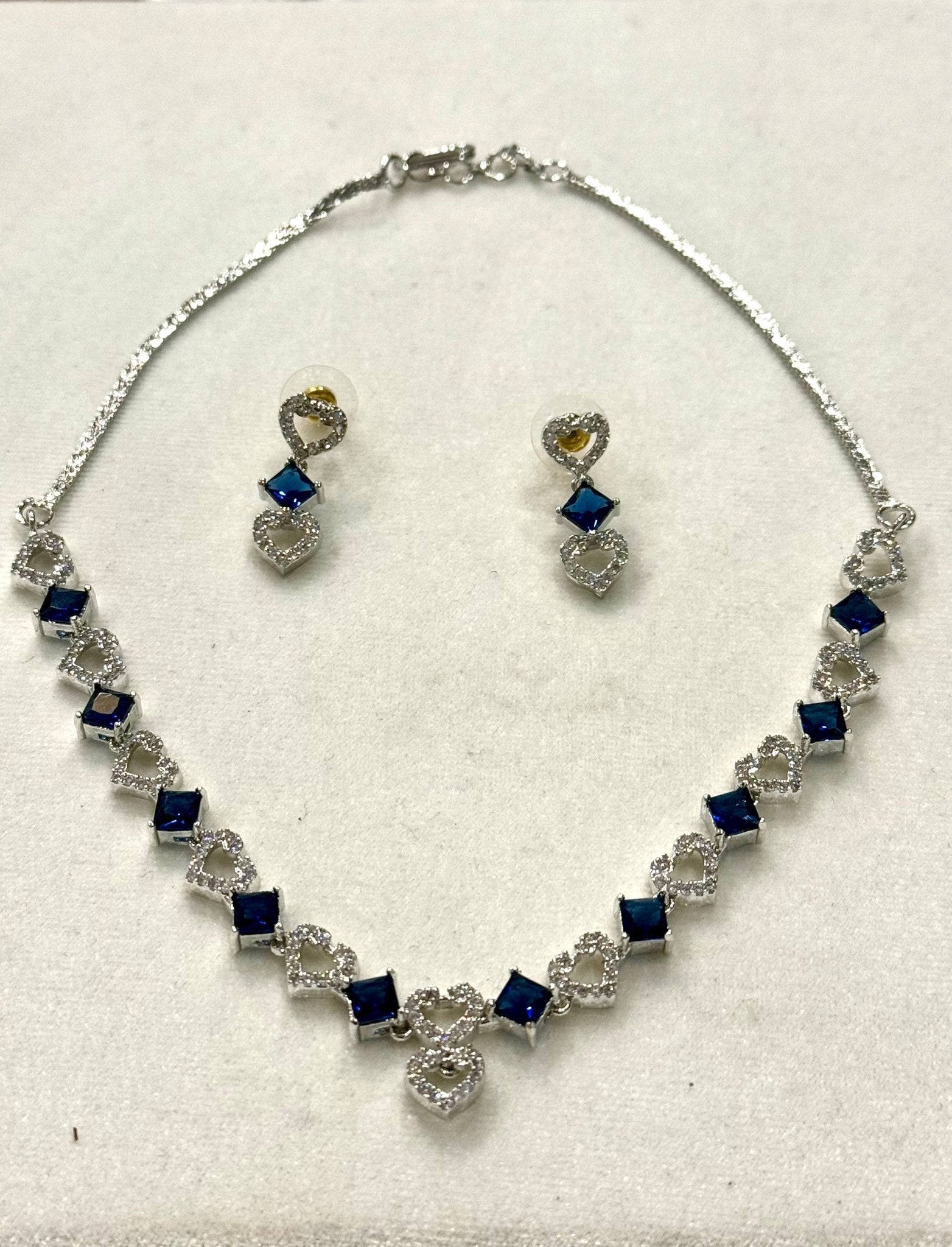 Royal Blue AD Stone Crystal Jewelry Set - DWEEP SARA