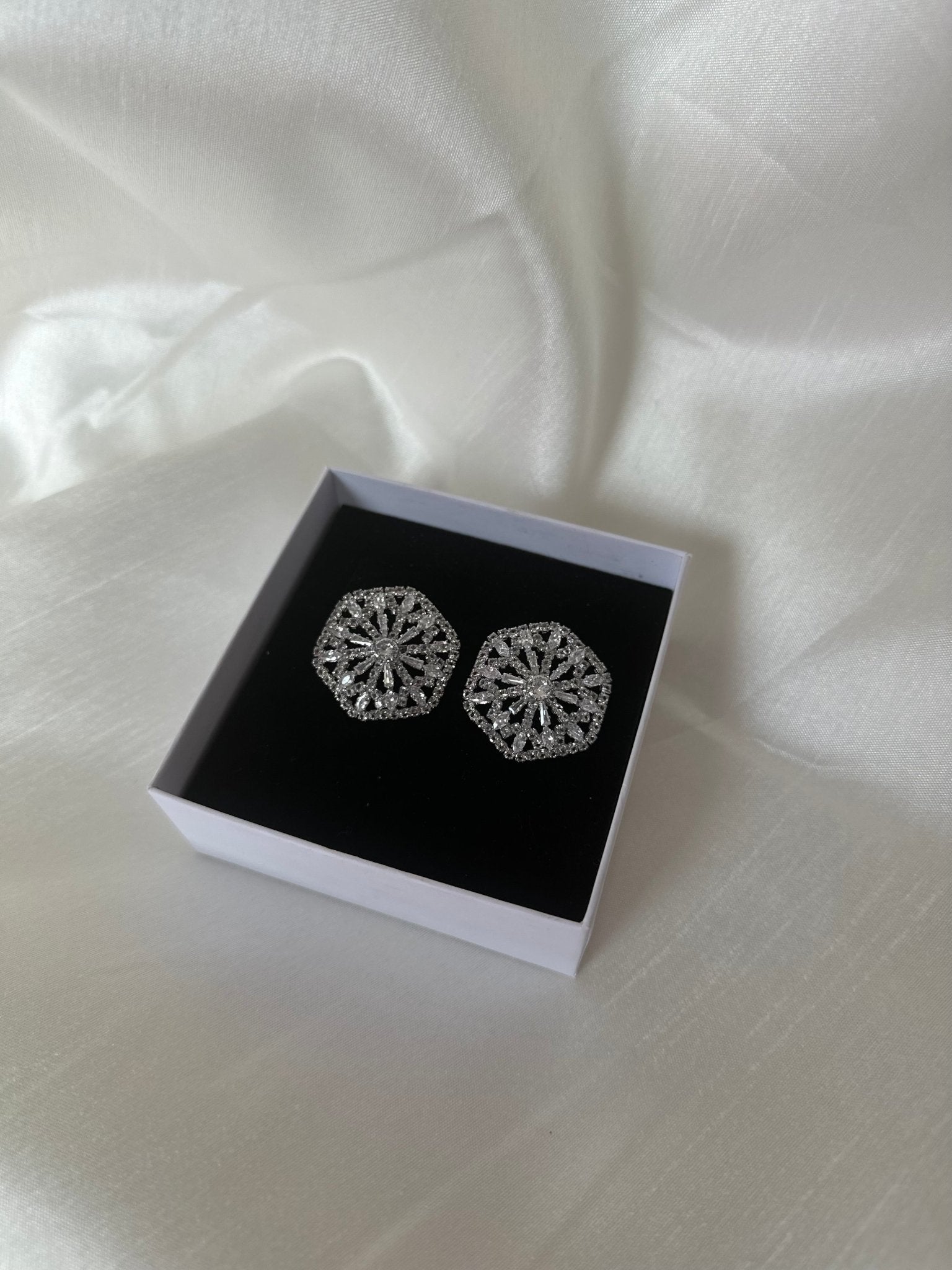 Silver Stone Stud Earrings - DWEEP SARA