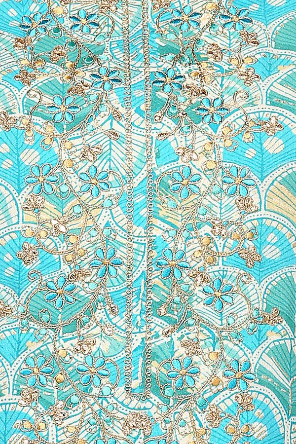 Turquoise Blue Viscose Rayon Ethnic Motifs Straight Kurta - DWEEP SARA