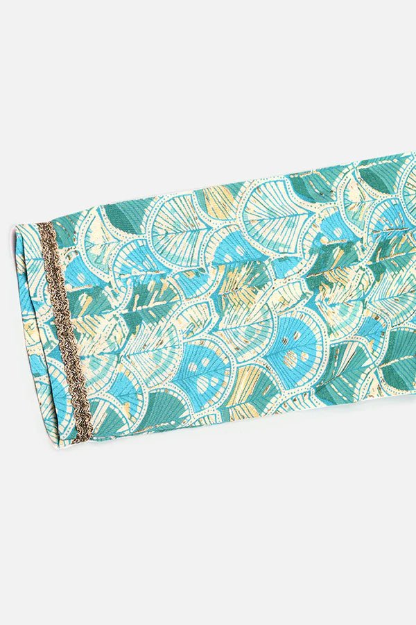 Turquoise Blue Viscose Rayon Ethnic Motifs Straight Kurta - DWEEP SARA